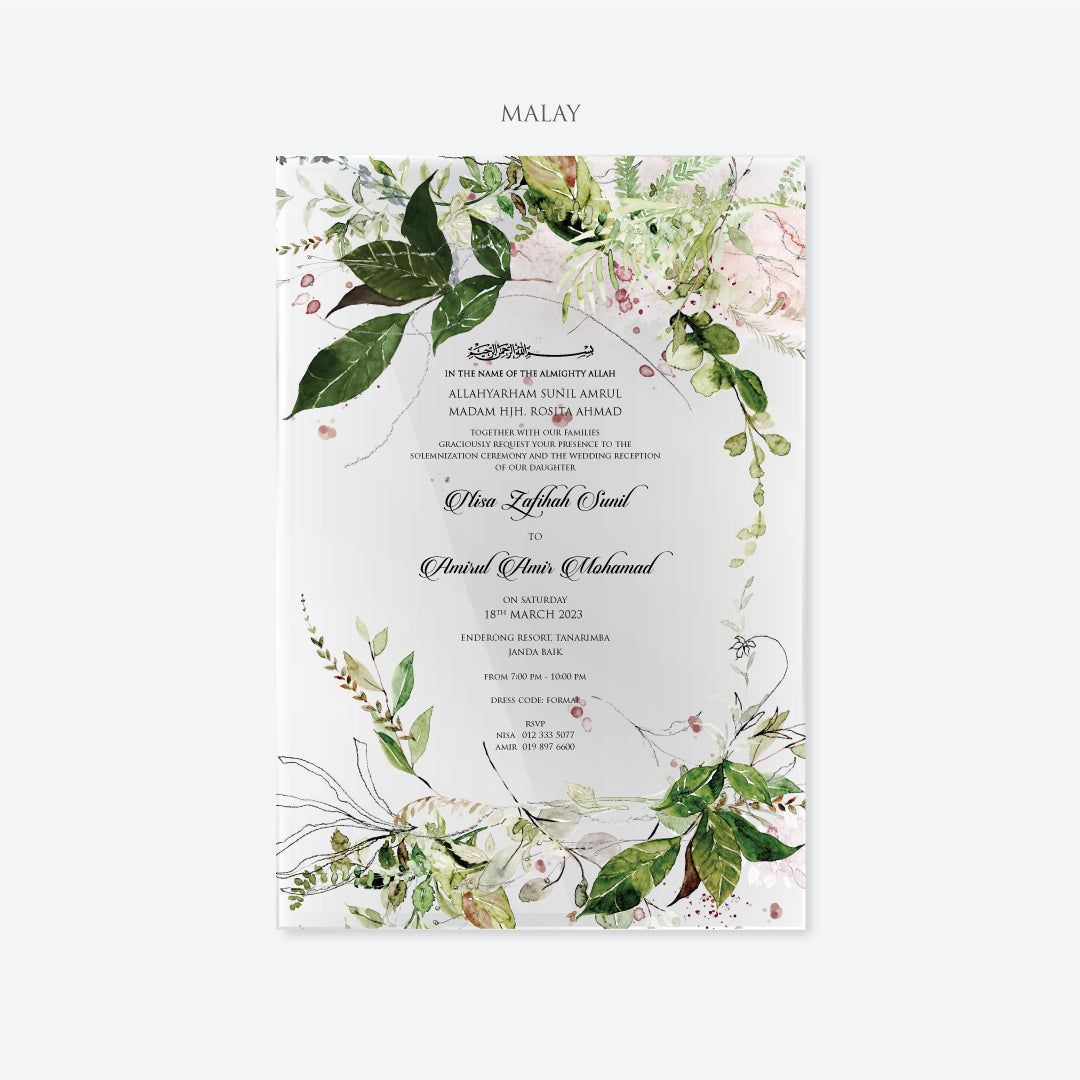 Acrylic Wedding Invitation (ELEGANT COLOUR)