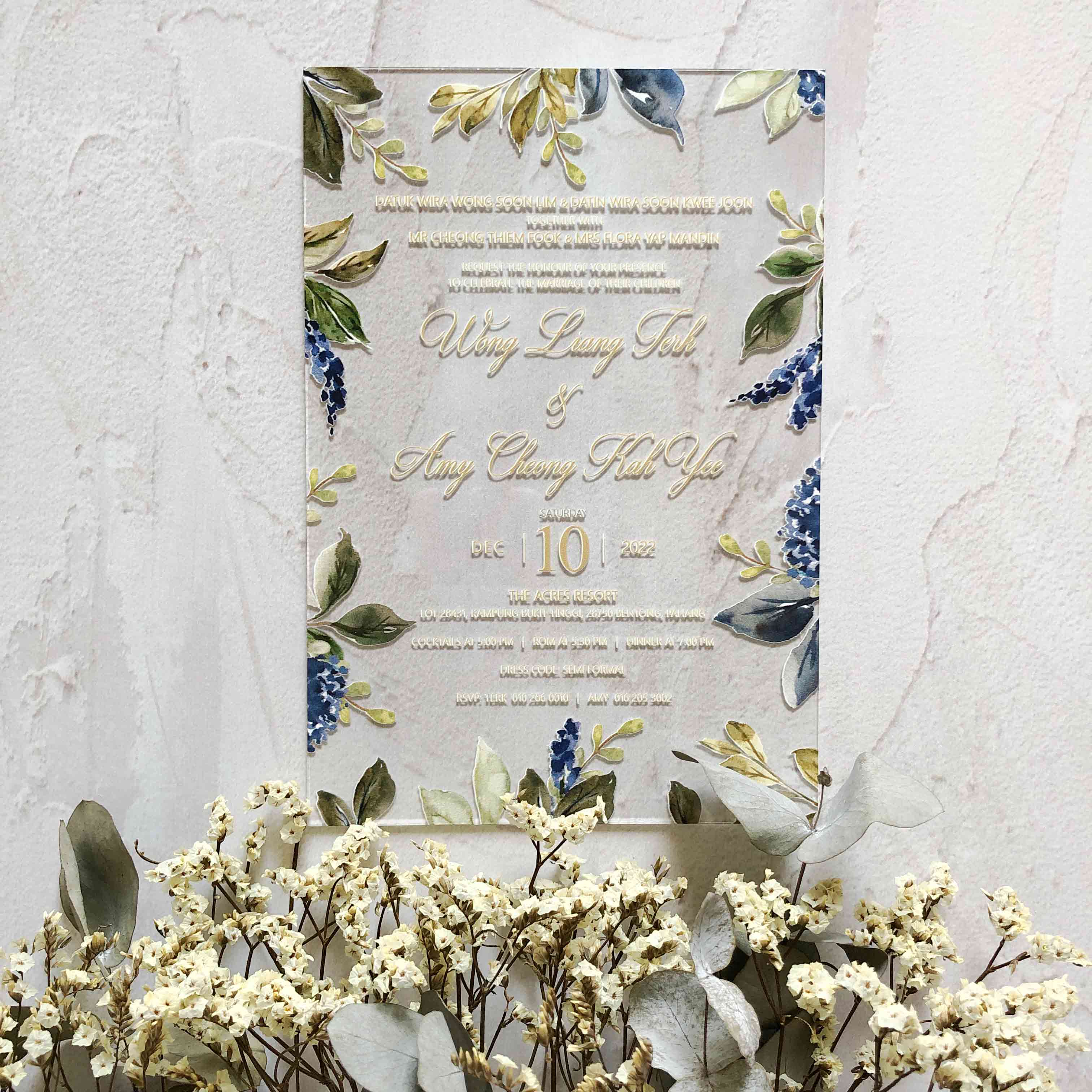 Acrylic Wedding Invitation (ELEGANT COLOUR)