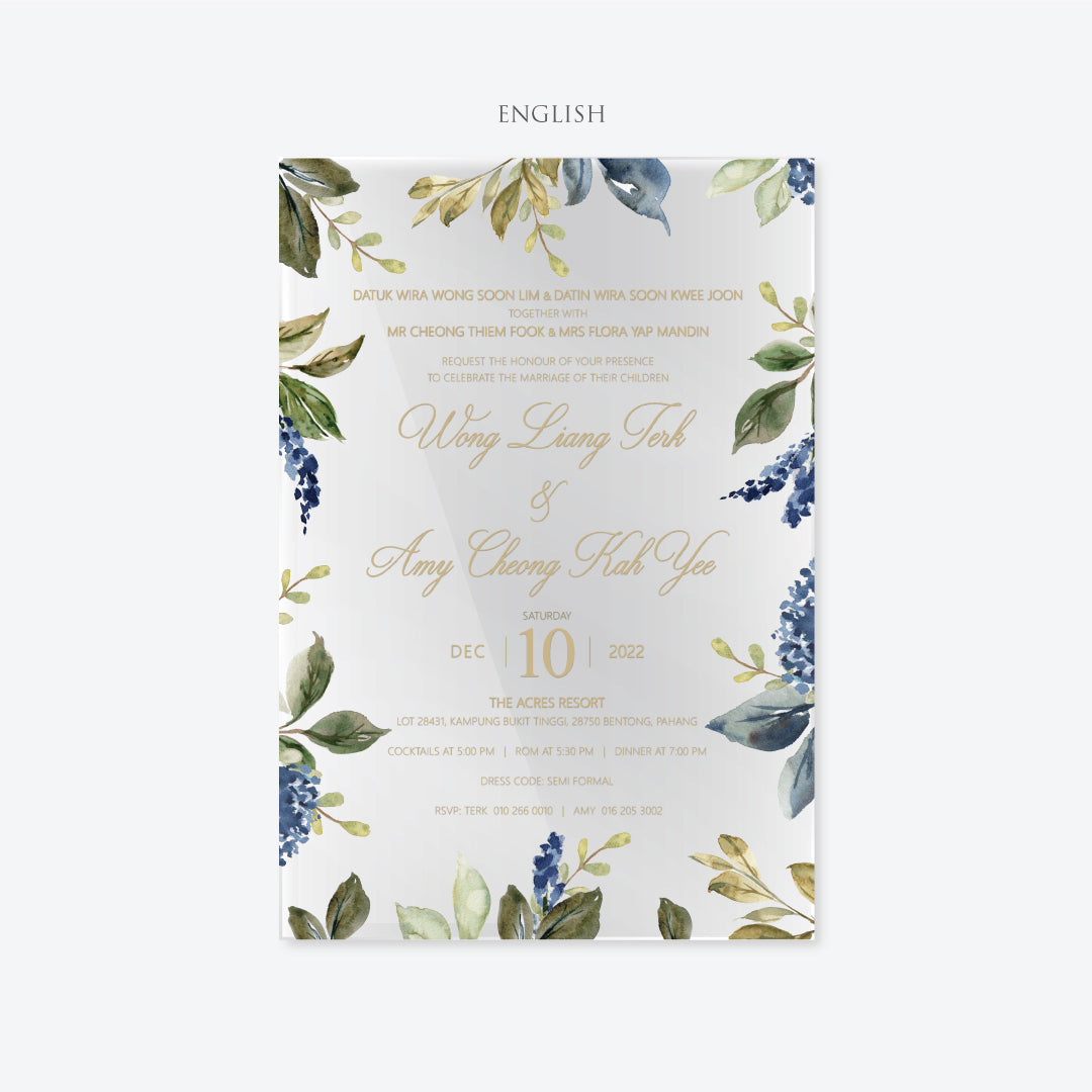 Acrylic Wedding Invitation (ELEGANT COLOUR)