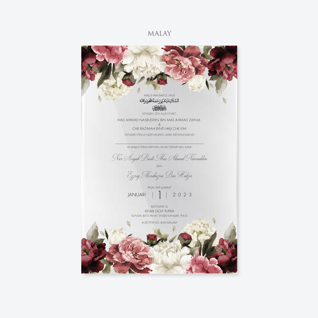 Acrylic Wedding Invitation (ELEGANT COLOUR)