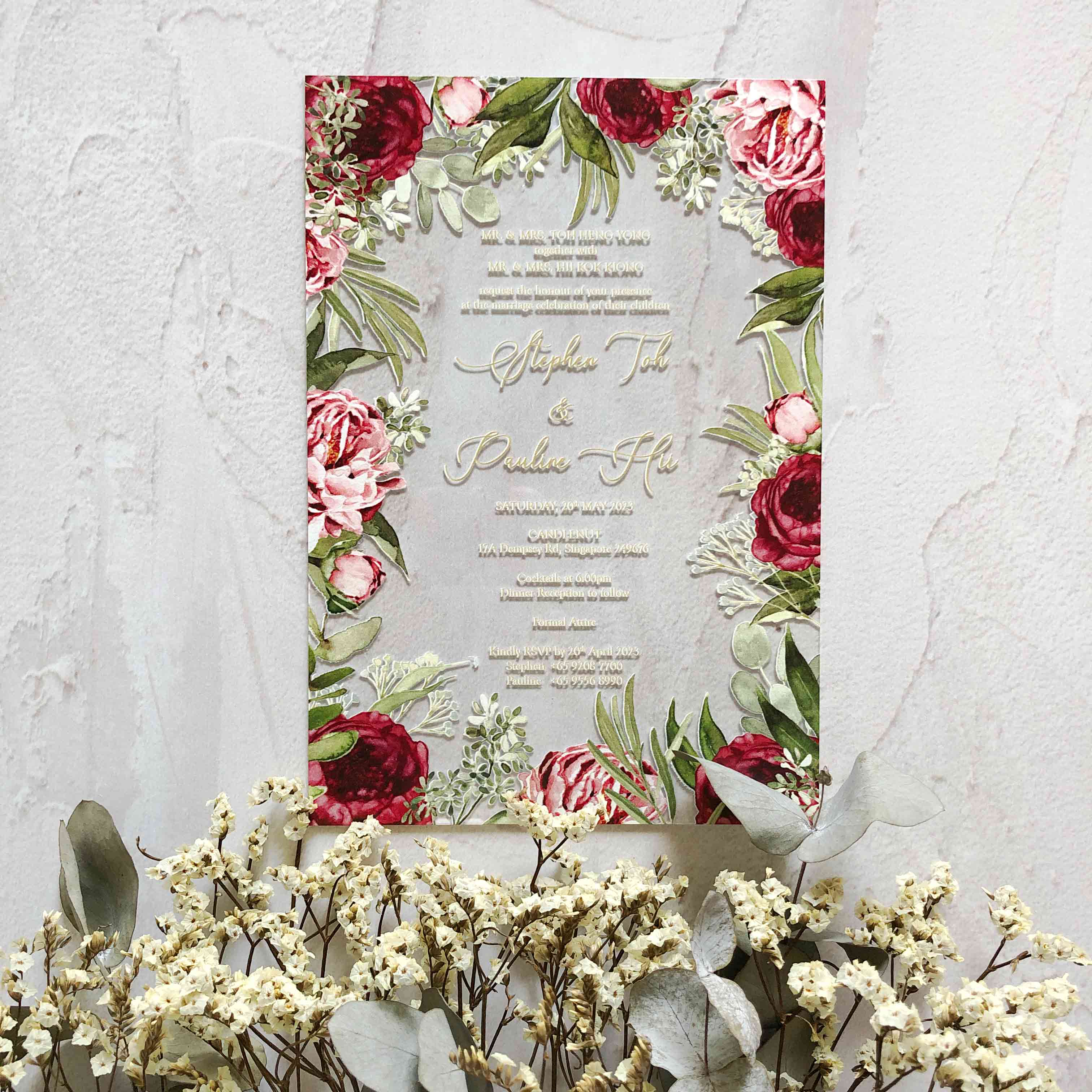 Acrylic Wedding Invitation (ELEGANT COLOUR)