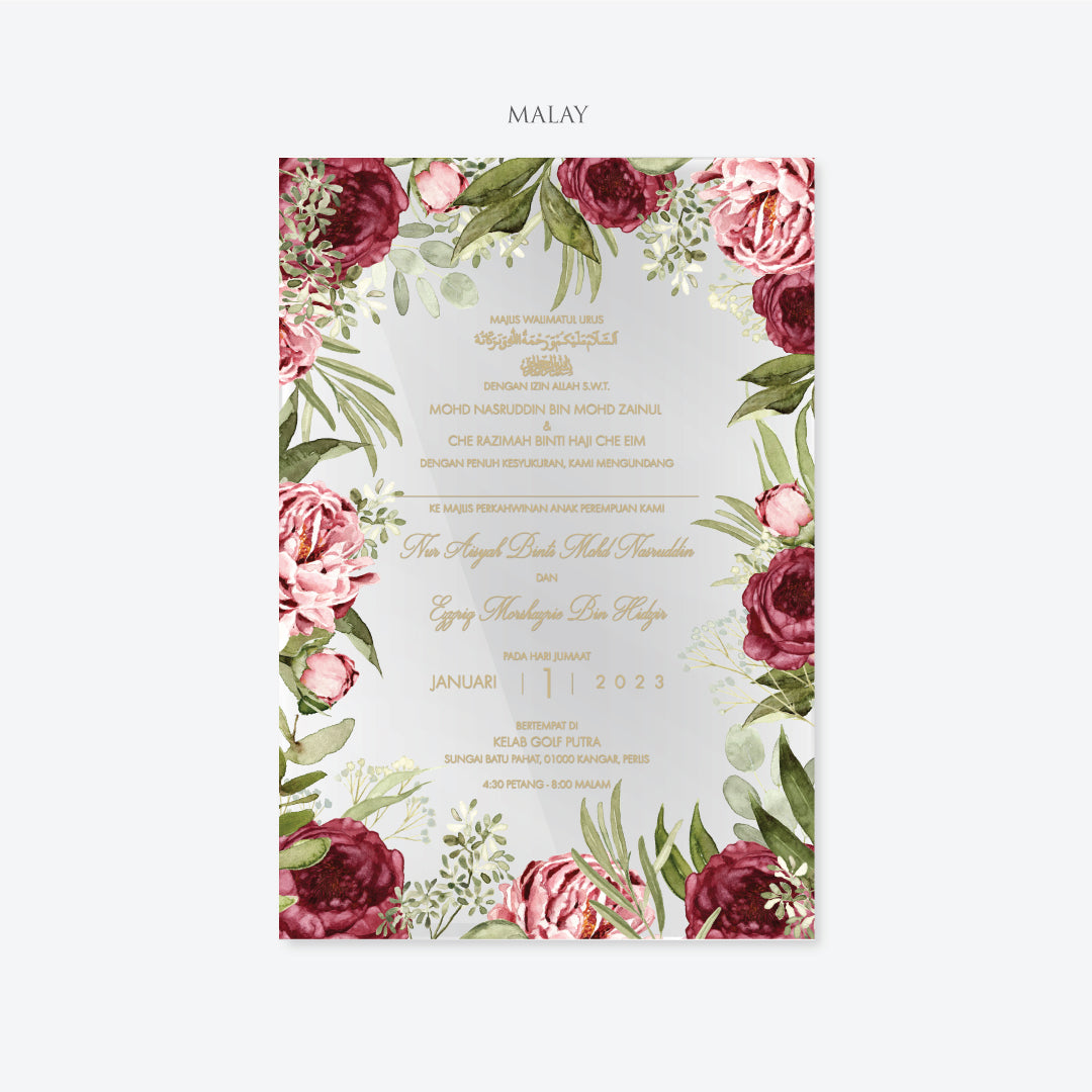 Acrylic Wedding Invitation (ELEGANT COLOUR)