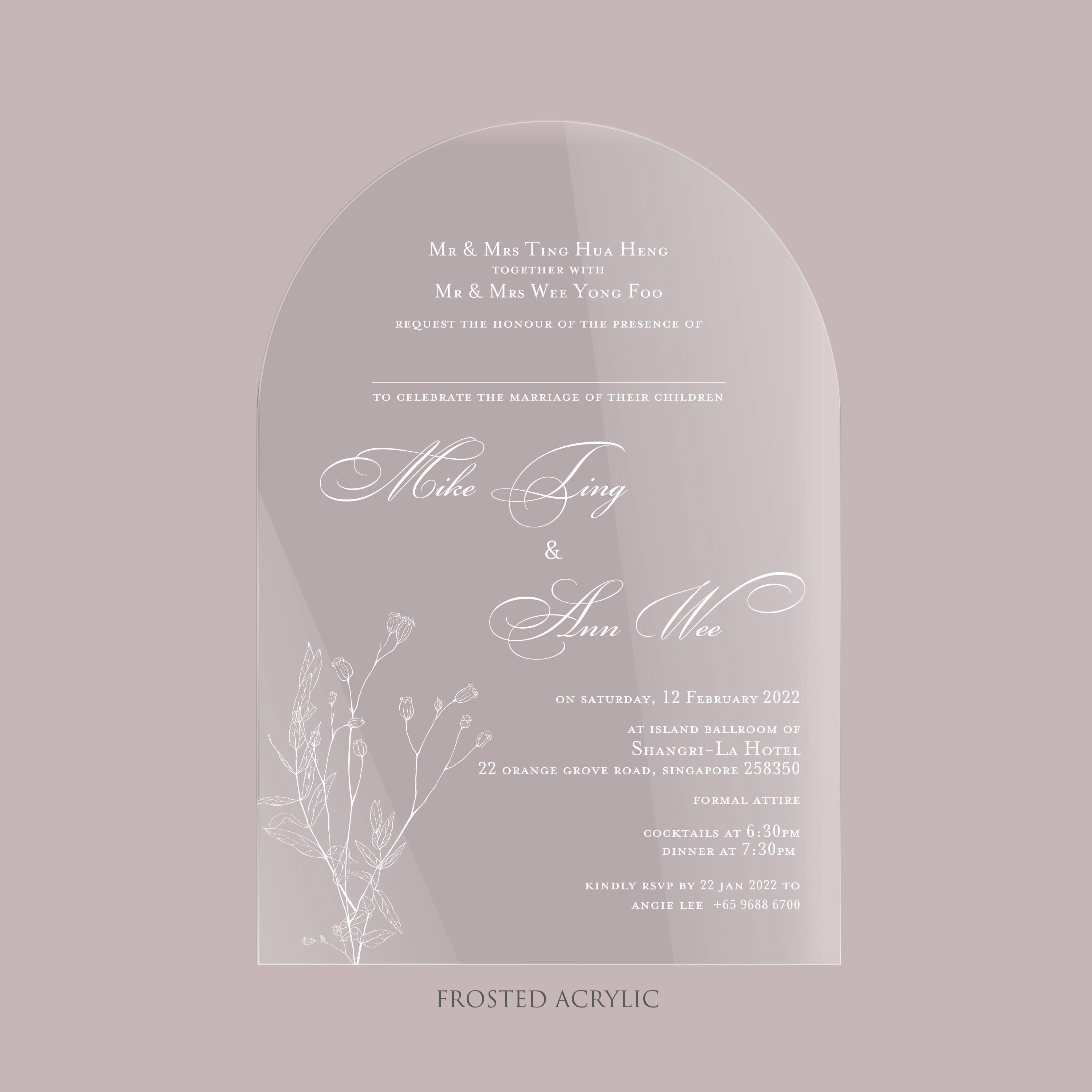 Acrylic Wedding Invitation (Frosted Arch)