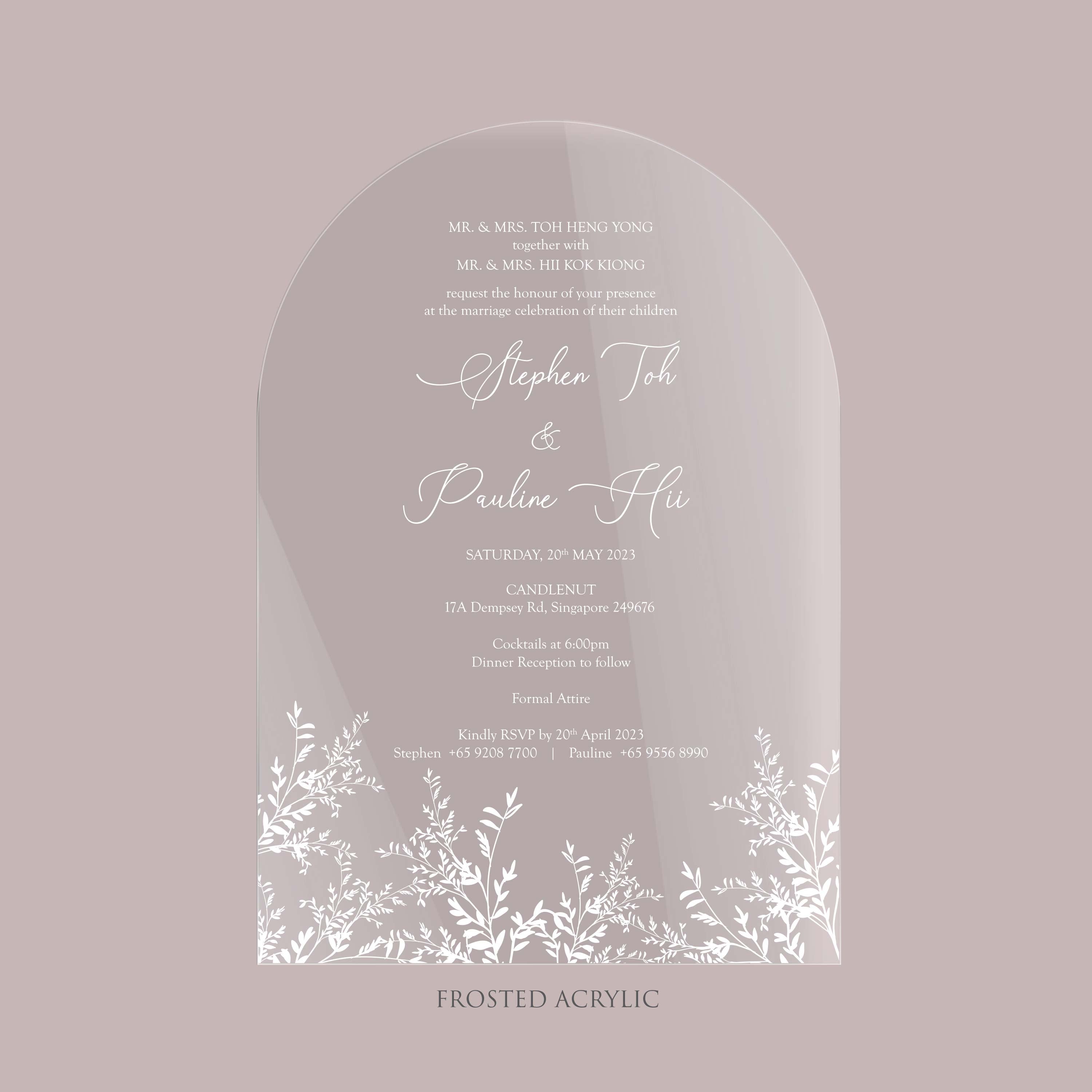 Acrylic Wedding Invitation (Frosted Arch)