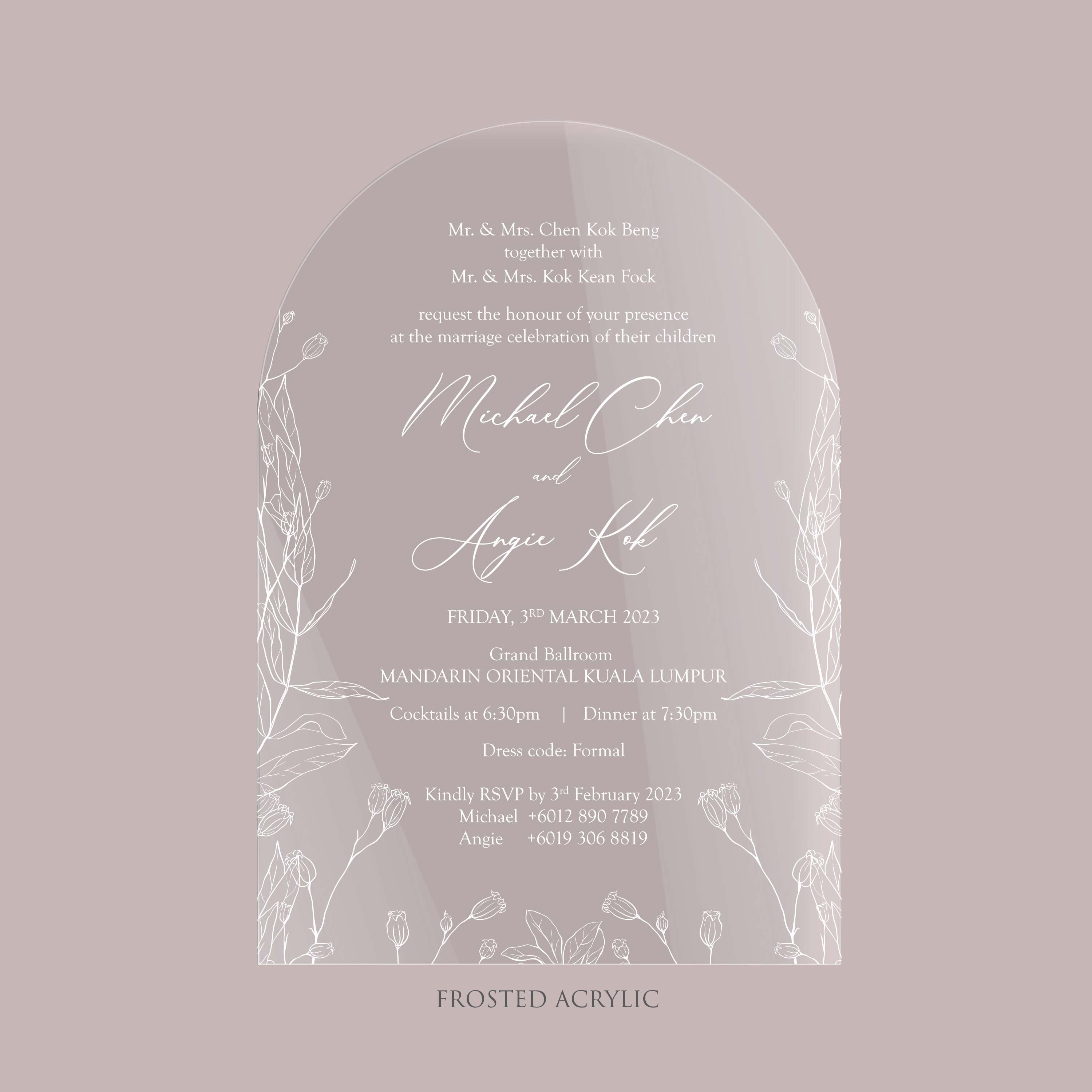 Acrylic Wedding Invitation (Frosted Arch)