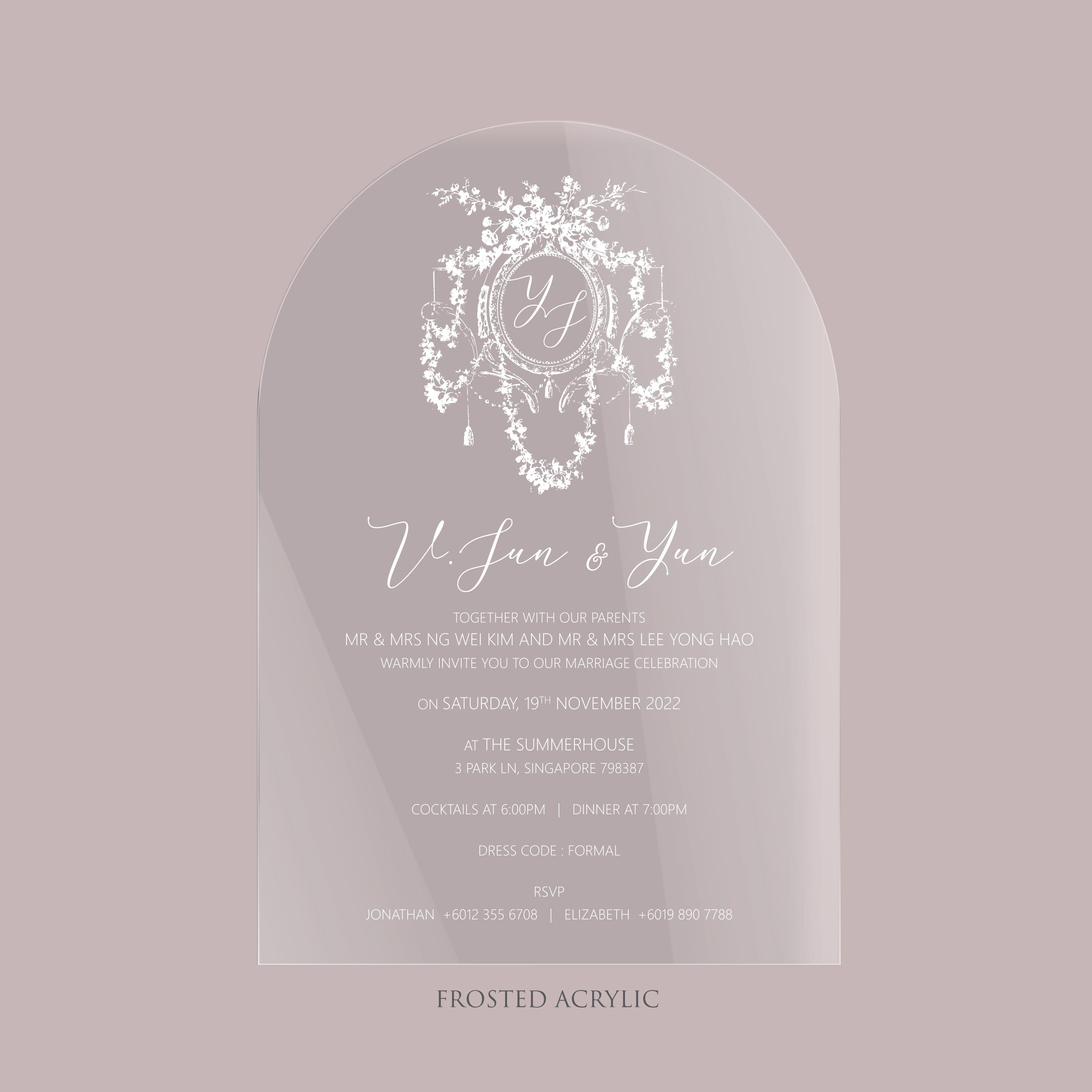 Acrylic Wedding Invitation (Frosted Arch)