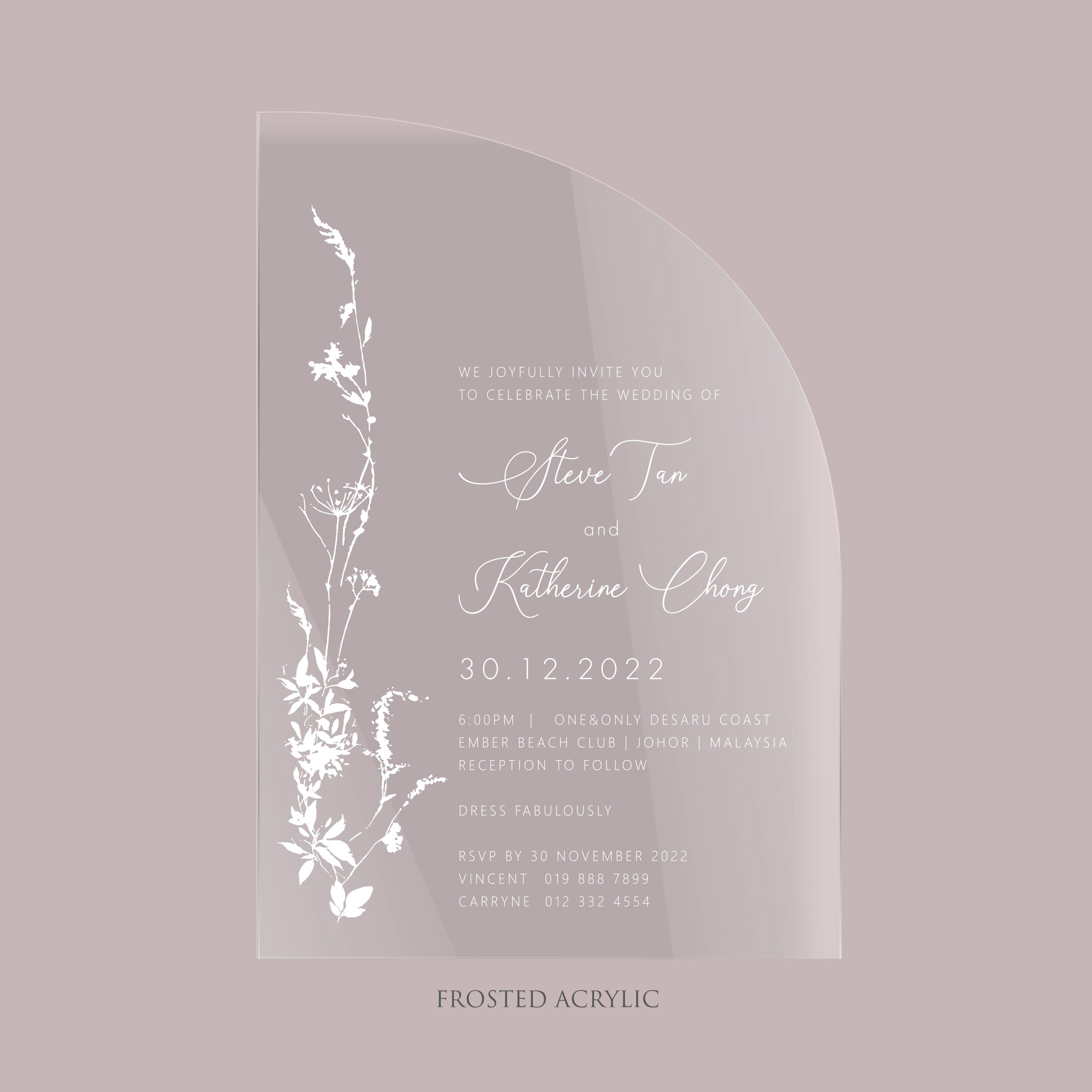 Acrylic Wedding Invitation (Frosted Arch)