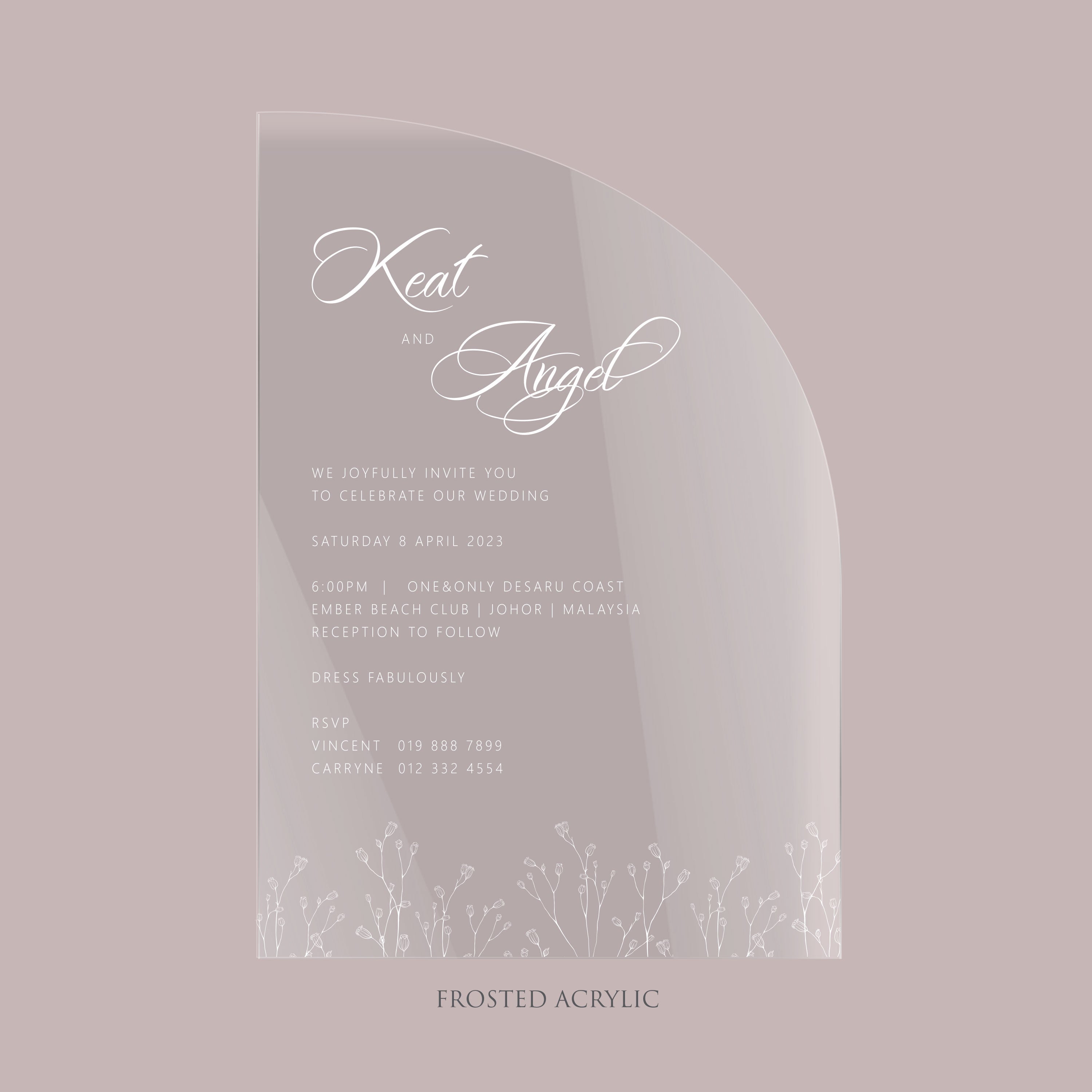 Acrylic Wedding Invitation (Frosted Arch)