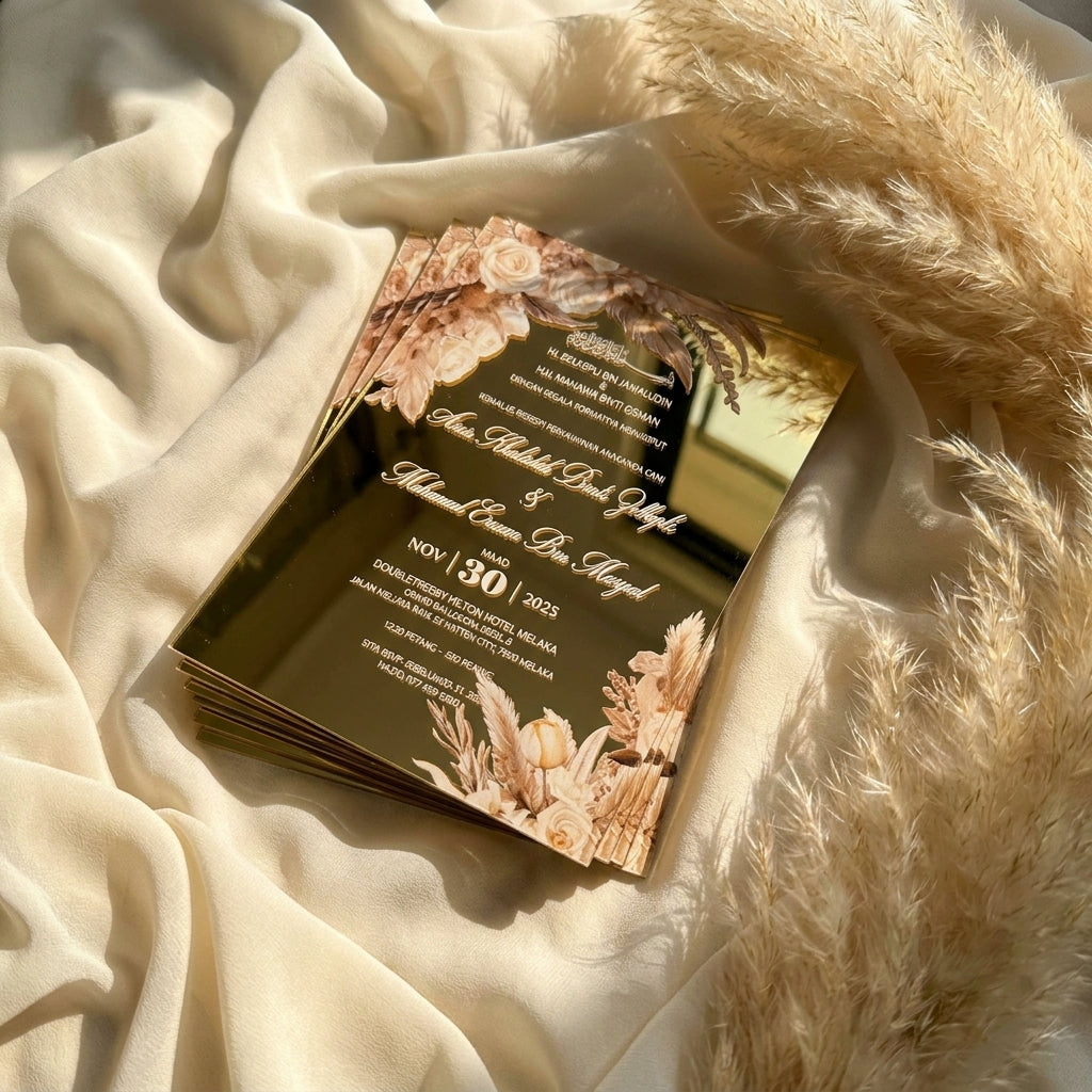 Opulent Mirror Acrylic Wedding Invitations with Chic Monogram Design 
