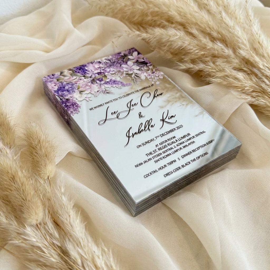 Opulent Mirror Acrylic Wedding Invitations with Chic Monogram Design 