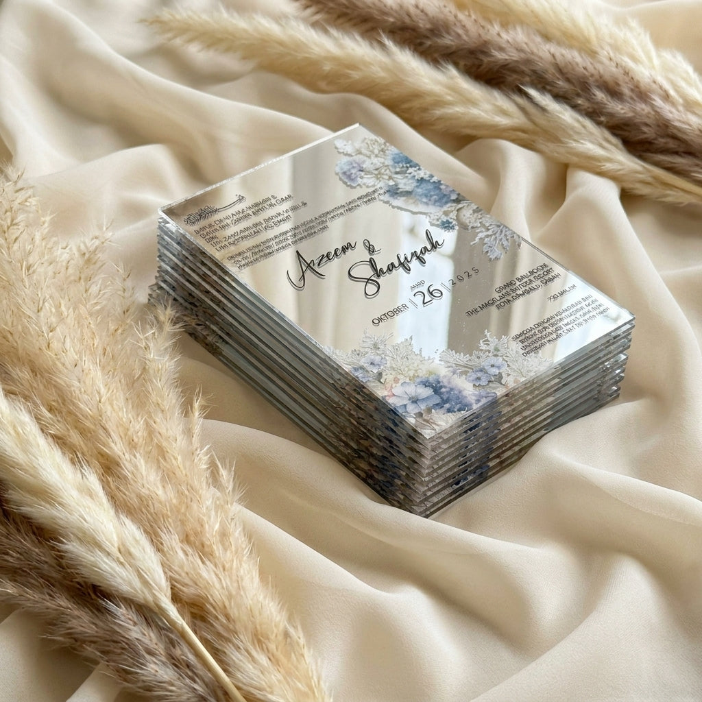 Opulent Mirror Acrylic Wedding Invitations with Chic Monogram Design 