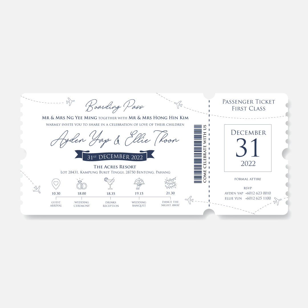 Boarding Pass Wedding Invitation