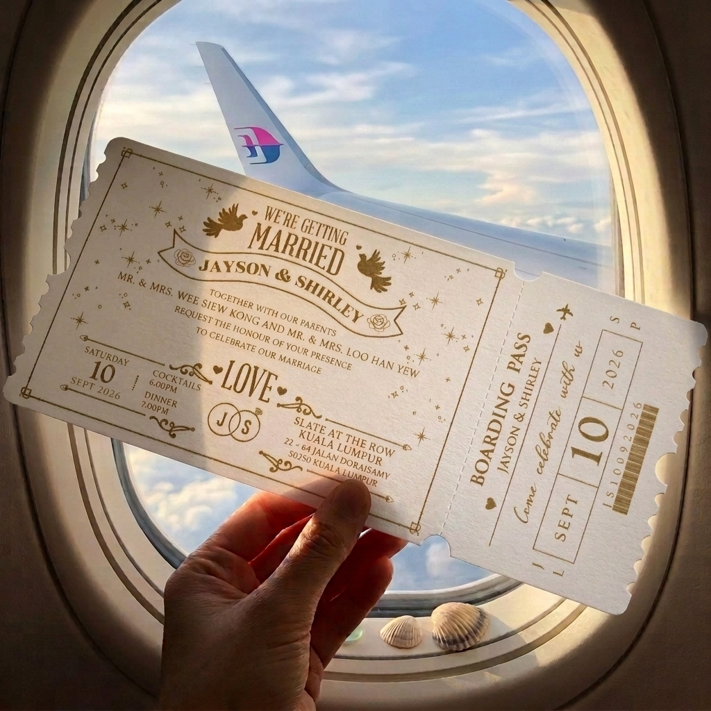 Boarding pass invitations theme also symbolically convey it so well that life is a journey where each moment must be fully lived and enjoyed.