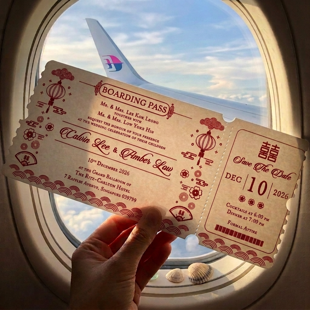 Boarding pass invitations theme also symbolically convey it so well that life is a journey where each moment must be fully lived and enjoyed.