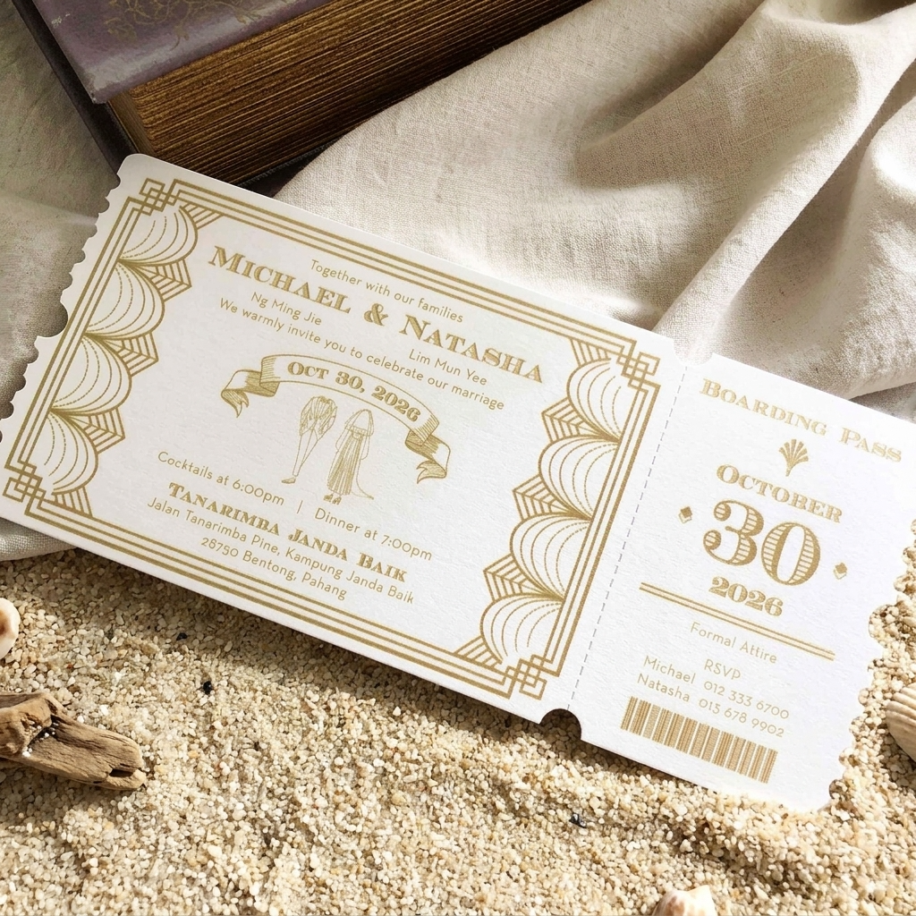 Boarding pass invitations theme also symbolically convey it so well that life is a journey where each moment must be fully lived and enjoyed.