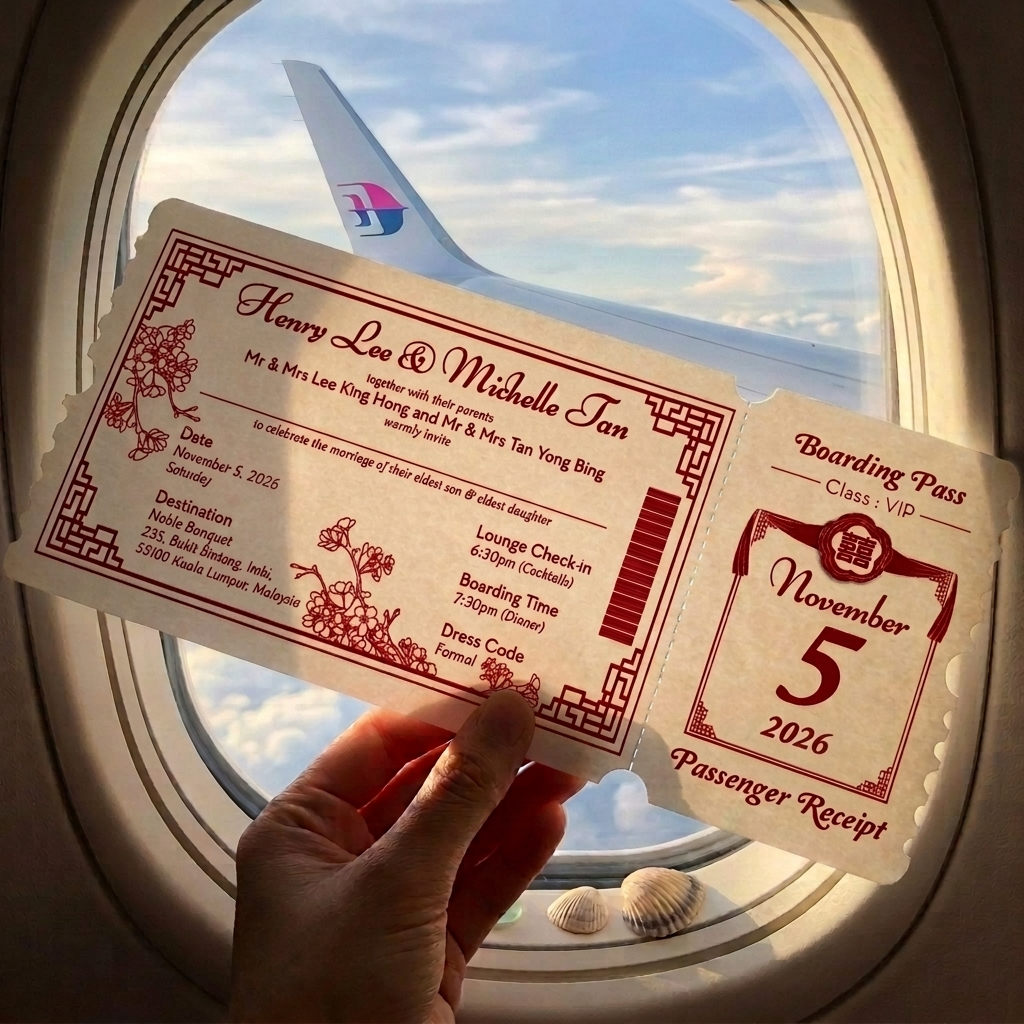 Boarding pass invitations theme also symbolically convey it so well that life is a journey where each moment must be fully lived and enjoyed.