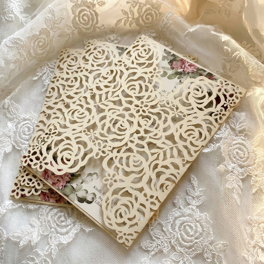 Lace doily on a lace fabric background
