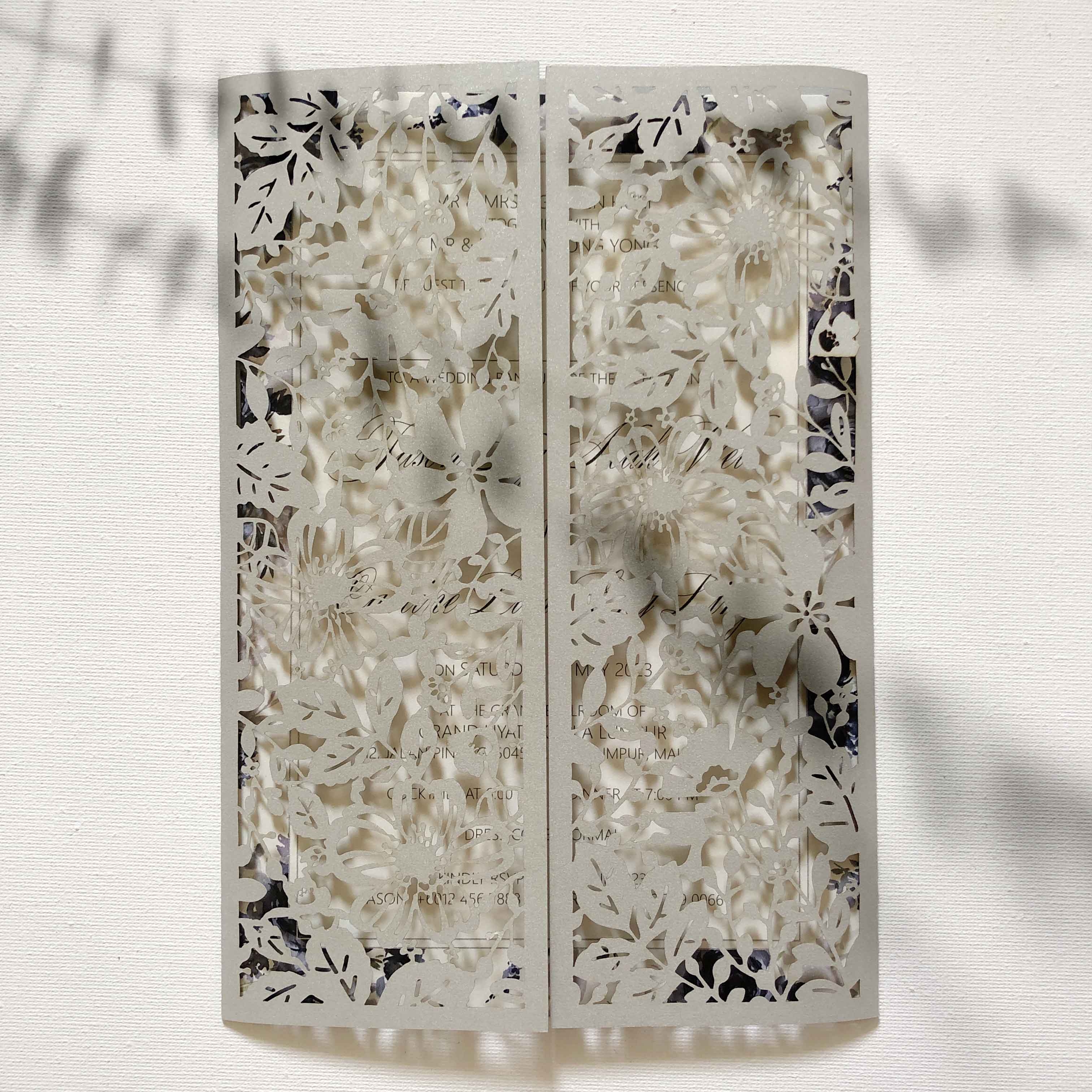 Decorative panel with floral patterns on a light background