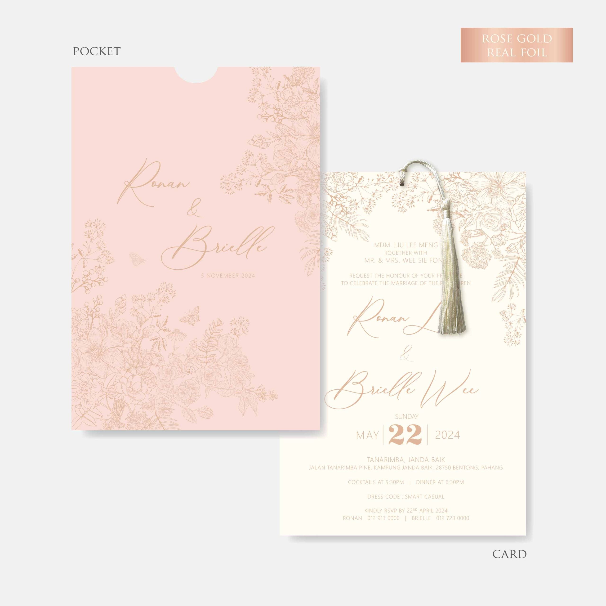 Real Foil Wedding Invitation (Pocket)