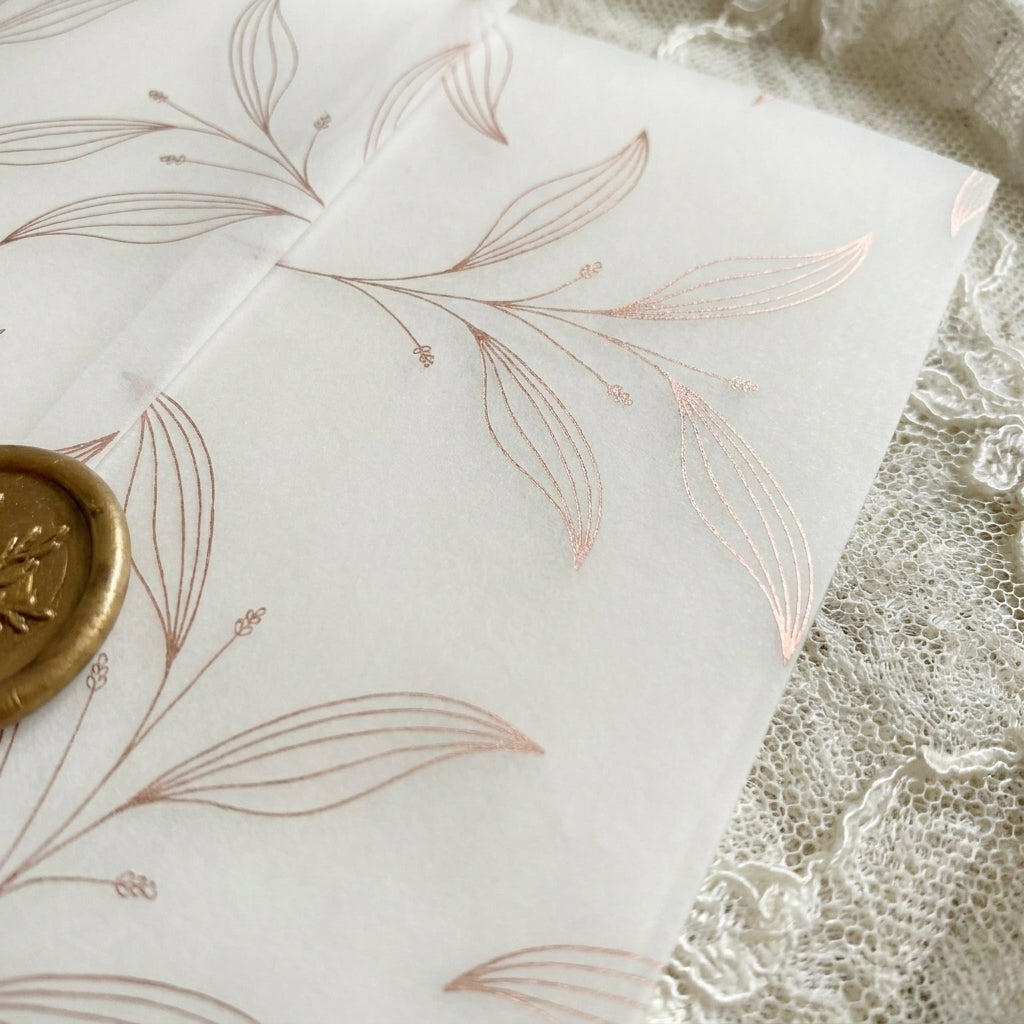 Real foil wedding invitations add a striking, metallic shine and a luxurious, tactile feel to your stationery that cannot be replicated by standard digital printing. Real foil uses heat and pressure to bond true metallic material directly onto your paper or cardstock.