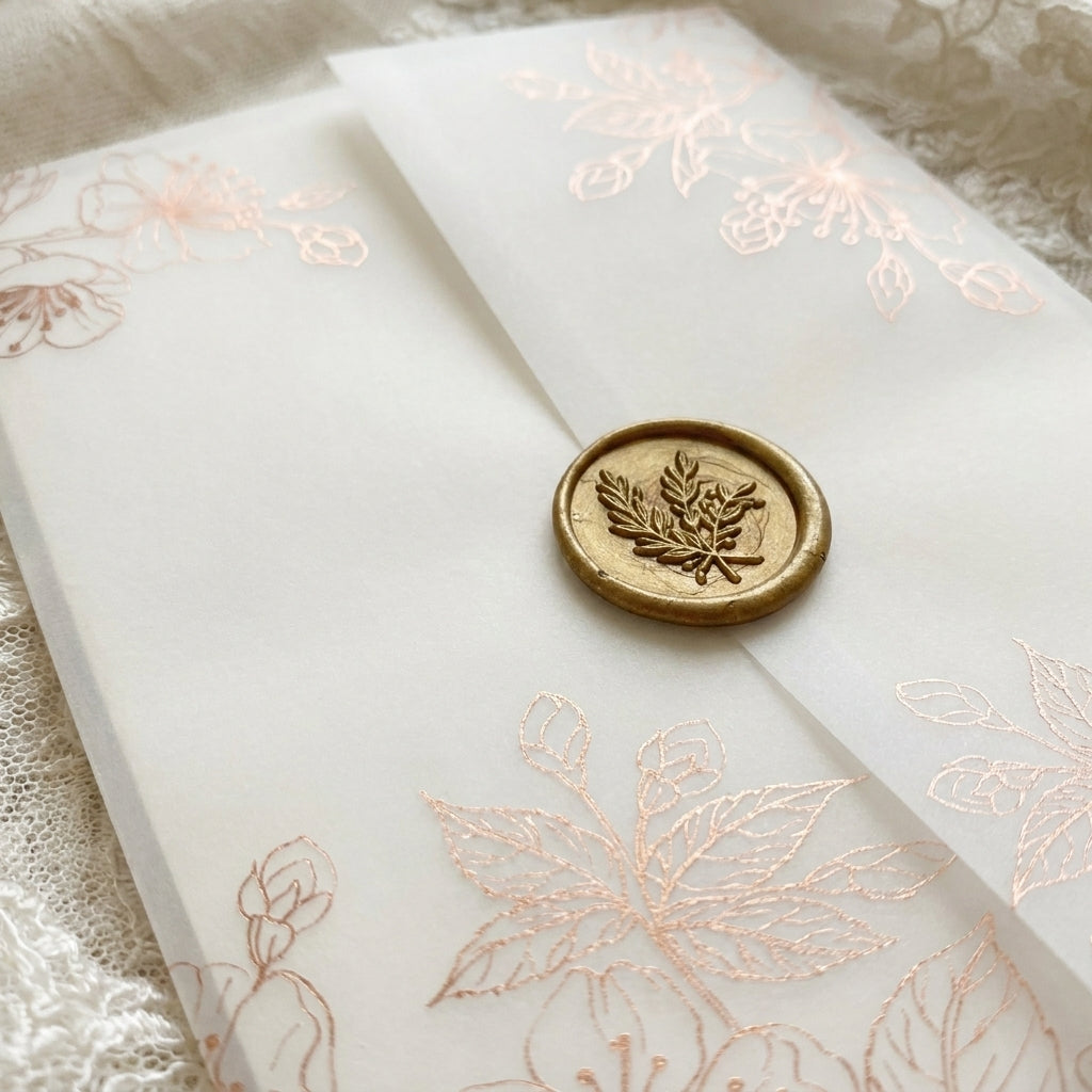 Real foil wedding invitations add a striking, metallic shine and a luxurious, tactile feel to your stationery that cannot be replicated by standard digital printing. Real foil uses heat and pressure to bond true metallic material directly onto your paper or cardstock.