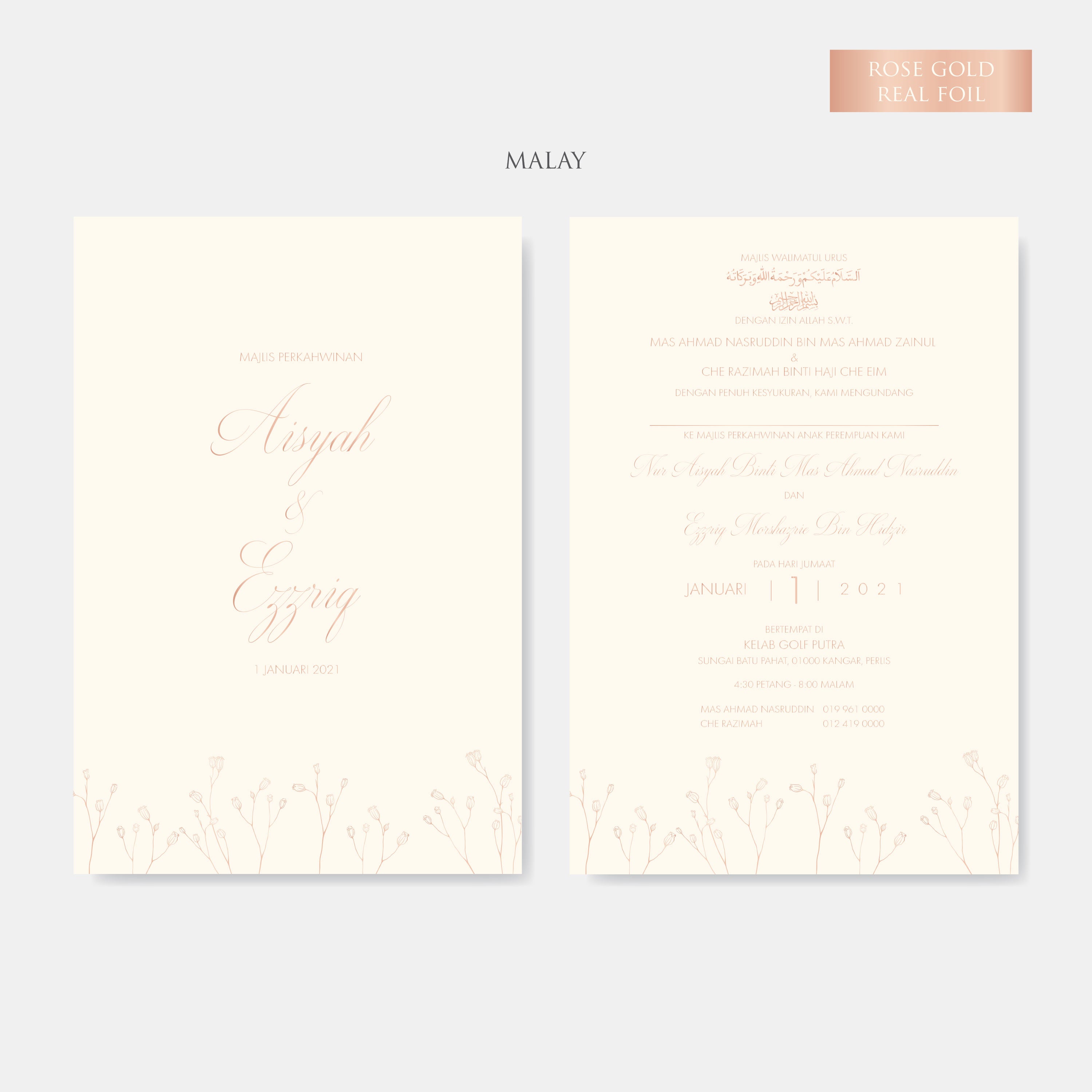 Real Foil Wedding Invitation