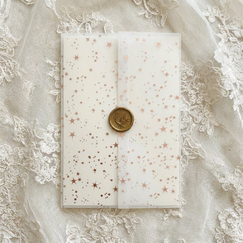 Real foil wedding invitations add a striking, metallic shine and a luxurious, tactile feel to your stationery that cannot be replicated by standard digital printing. Real foil uses heat and pressure to bond true metallic material directly onto your paper or cardstock.