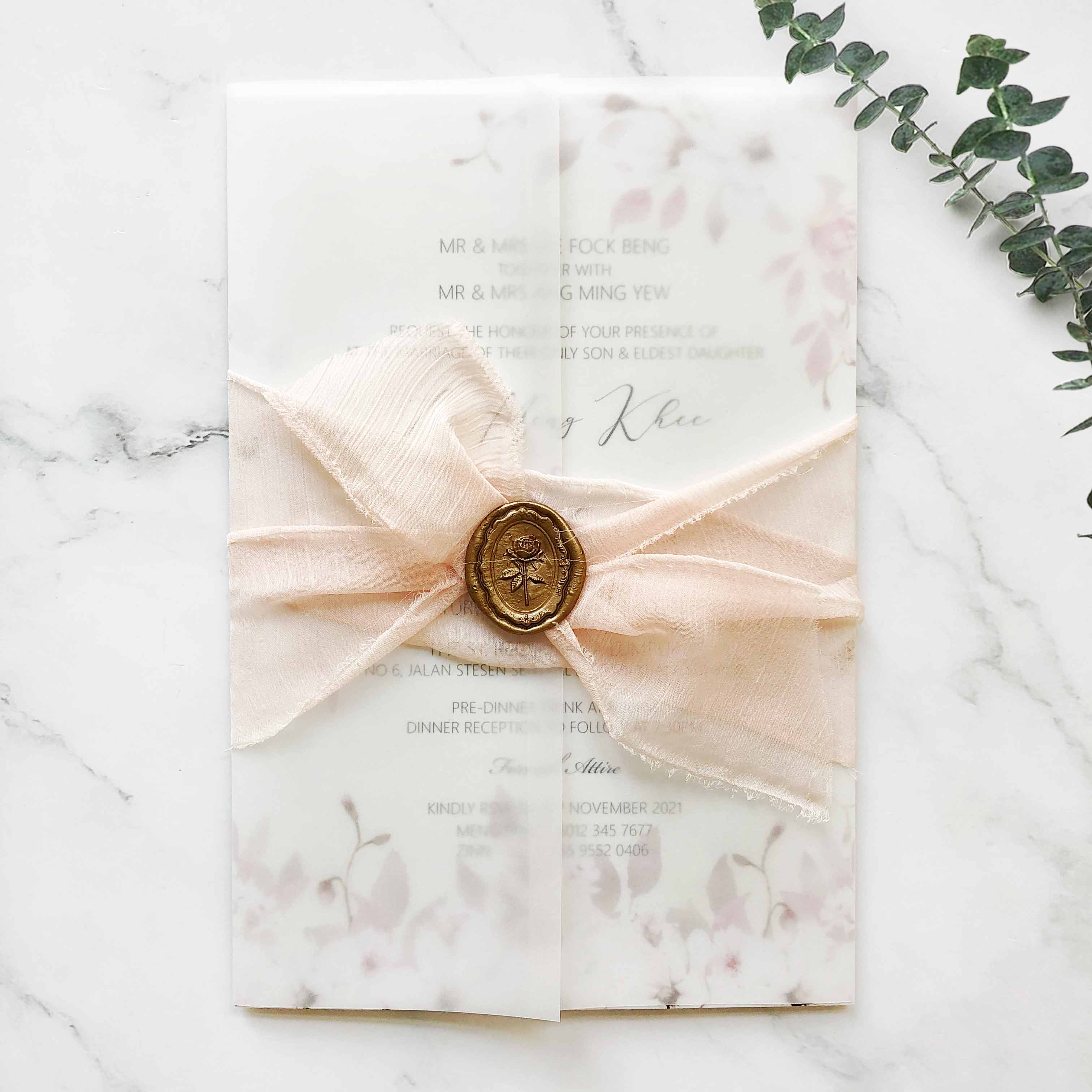 Chiffon Ribbon Wedding Invitation