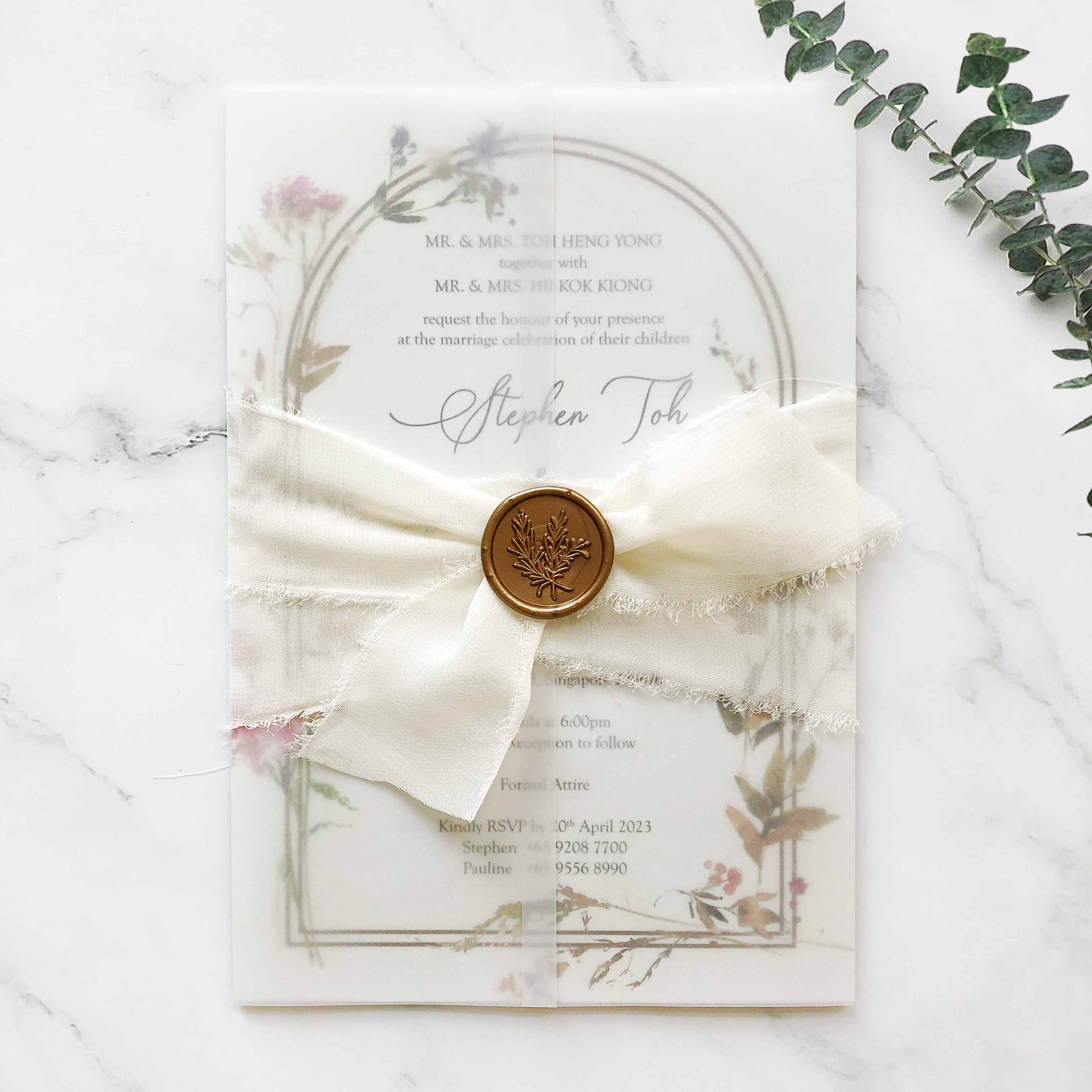 Chiffon Ribbon Wedding Invitation