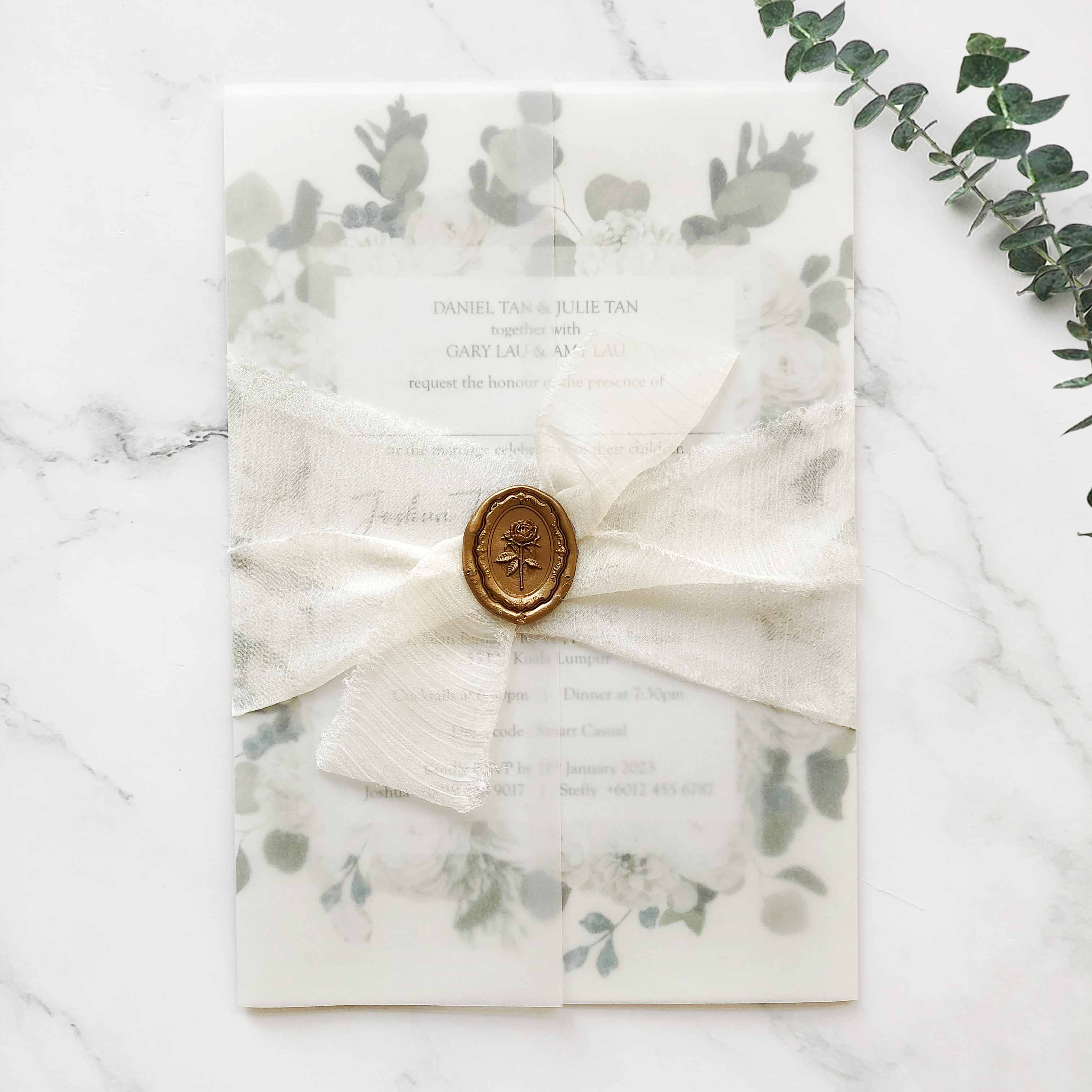 Chiffon Ribbon Wedding Invitation