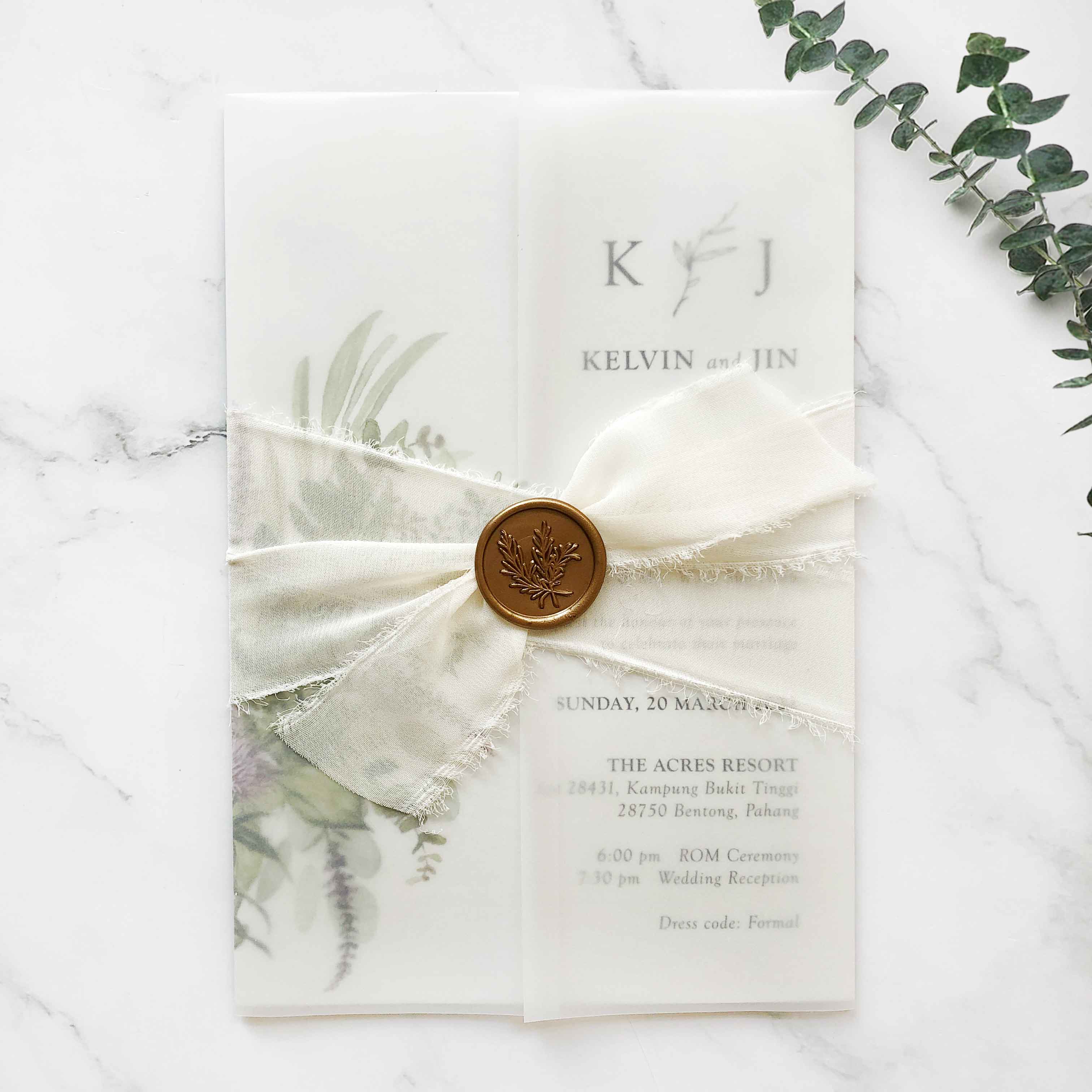 Chiffon Ribbon Wedding Invitation