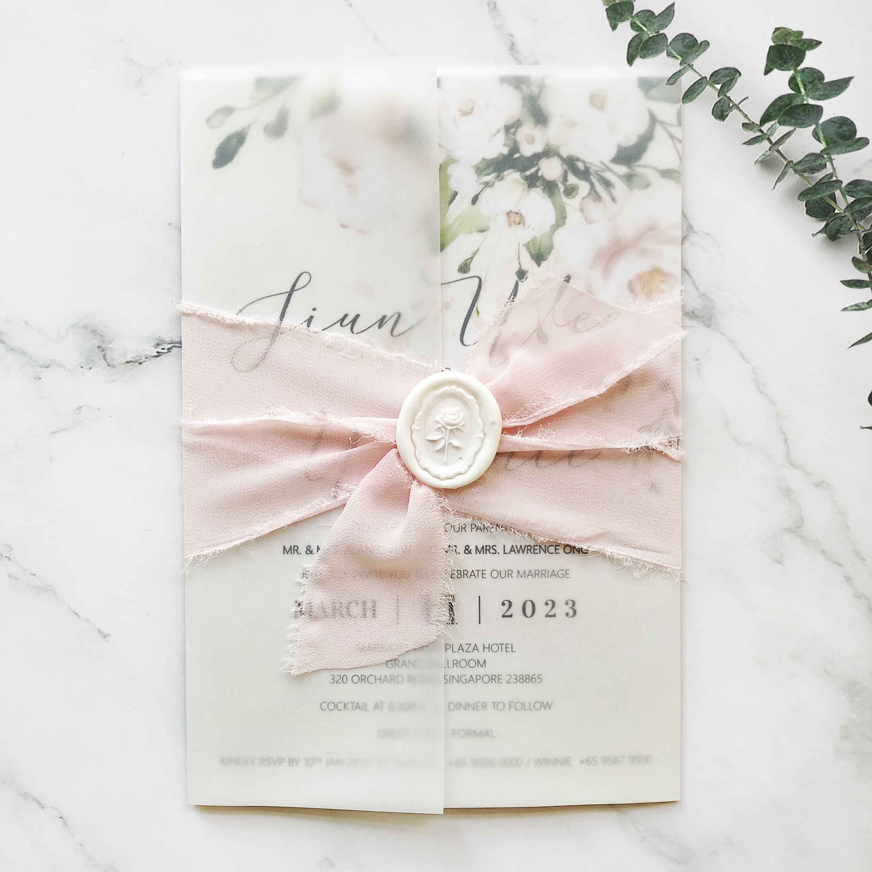 Chiffon Ribbon Wedding Invitation