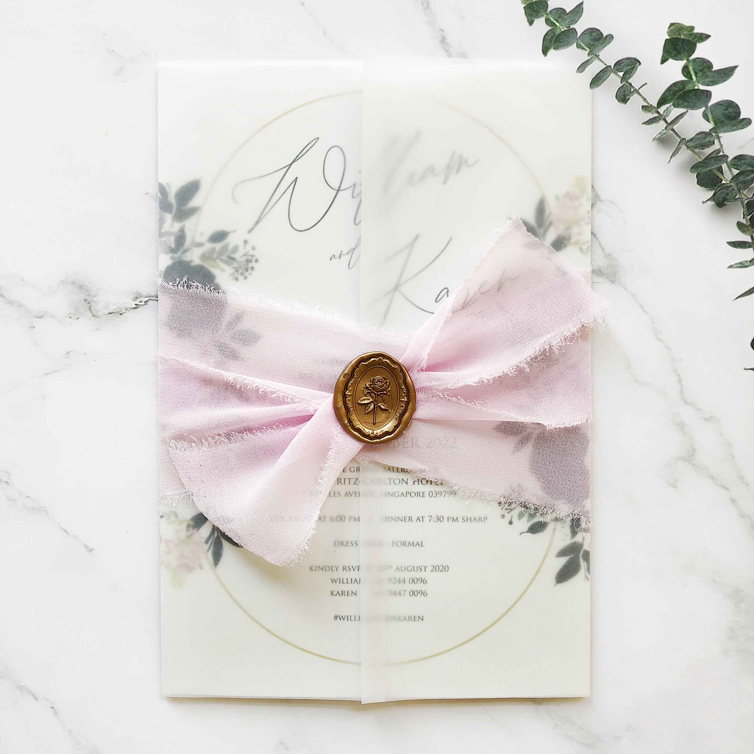 Chiffon Ribbon Wedding Invitation