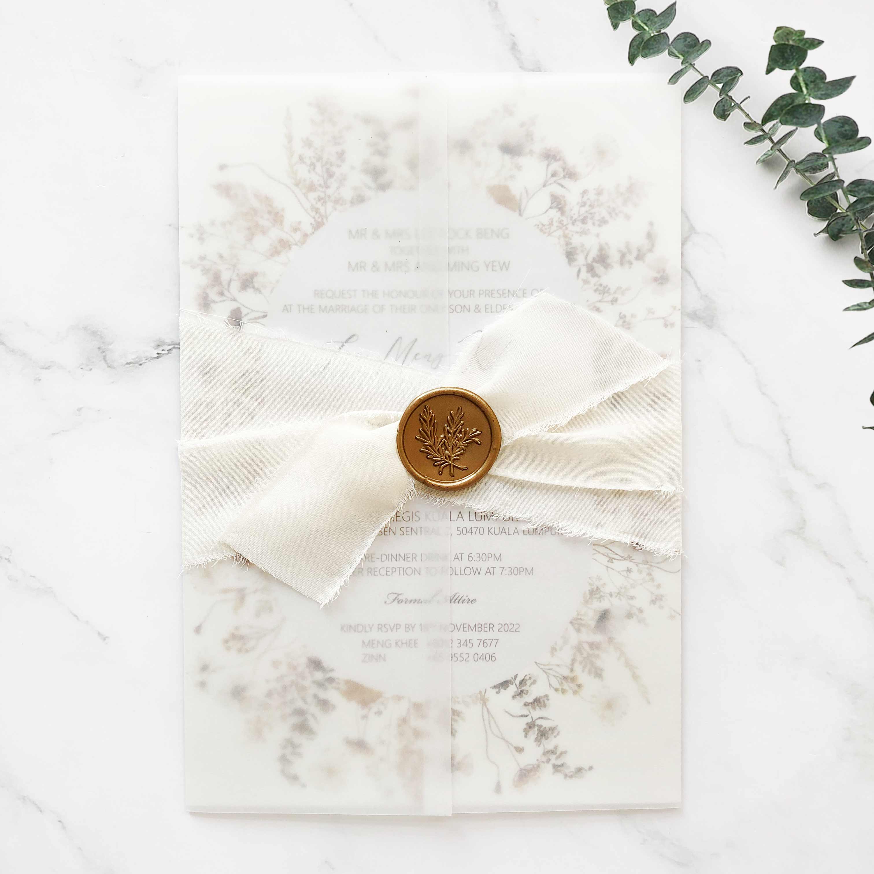 Chiffon Ribbon Wedding Invitation