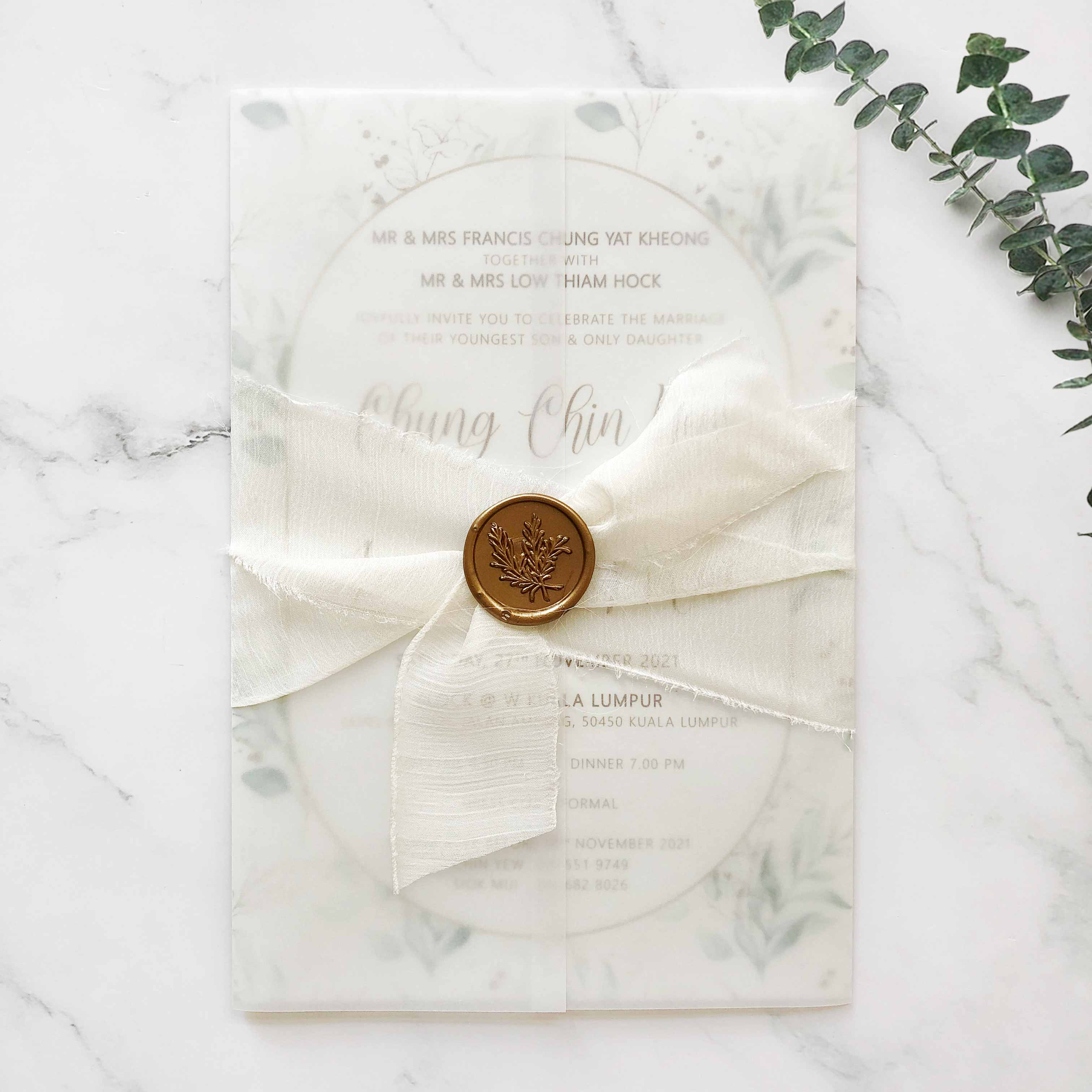 Chiffon Ribbon Wedding Invitation