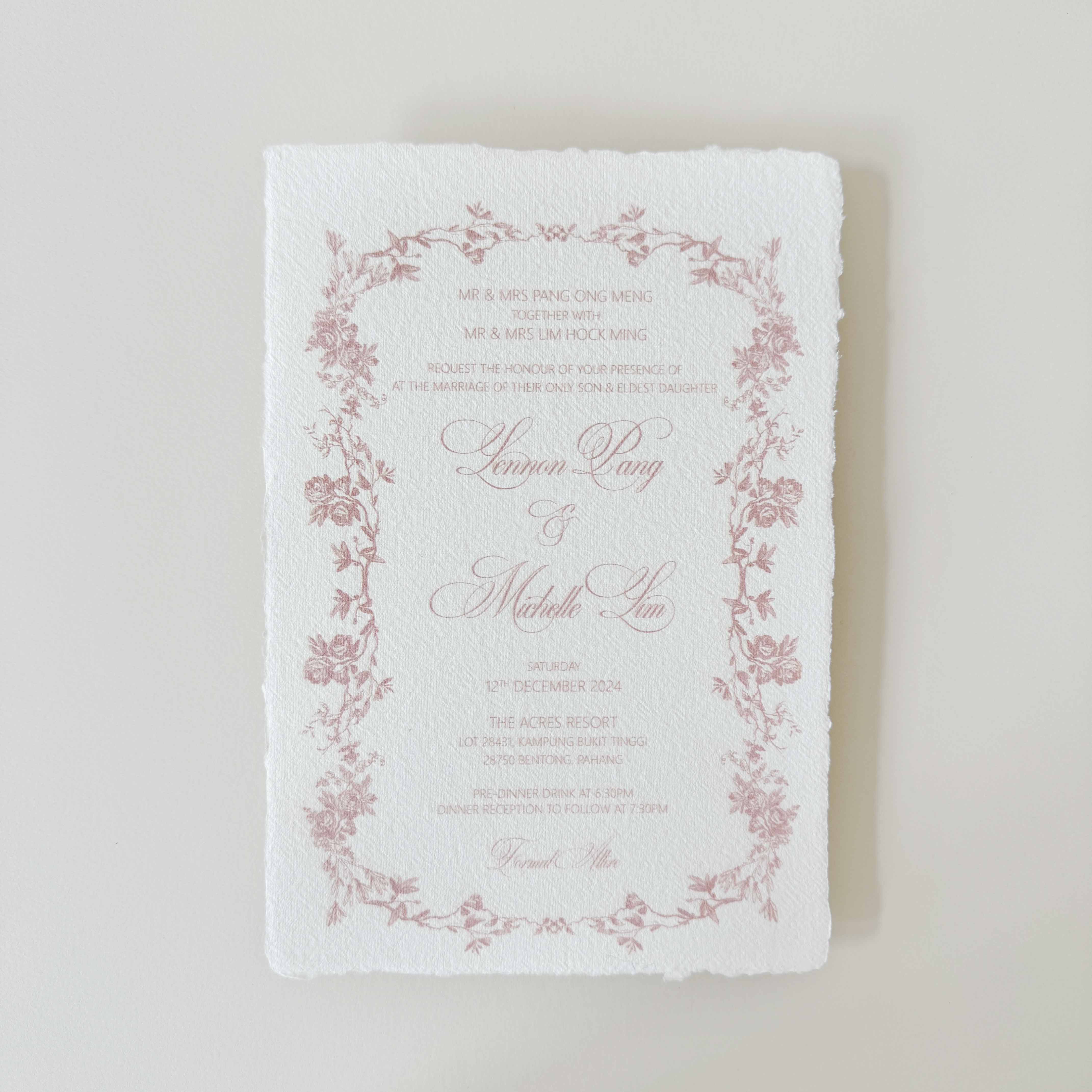 Handmade Paper Wedding Invitation