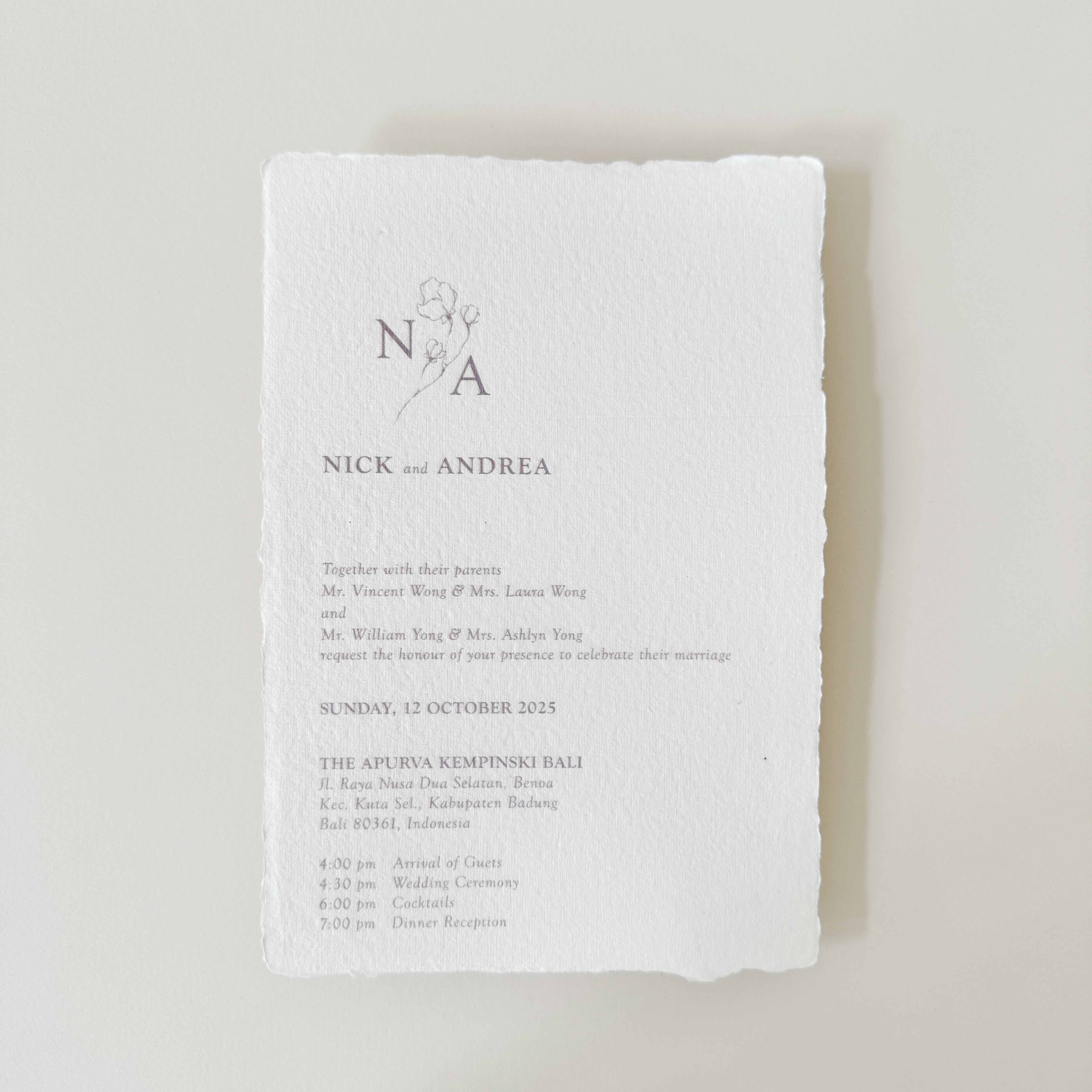 Handmade Paper Wedding Invitation