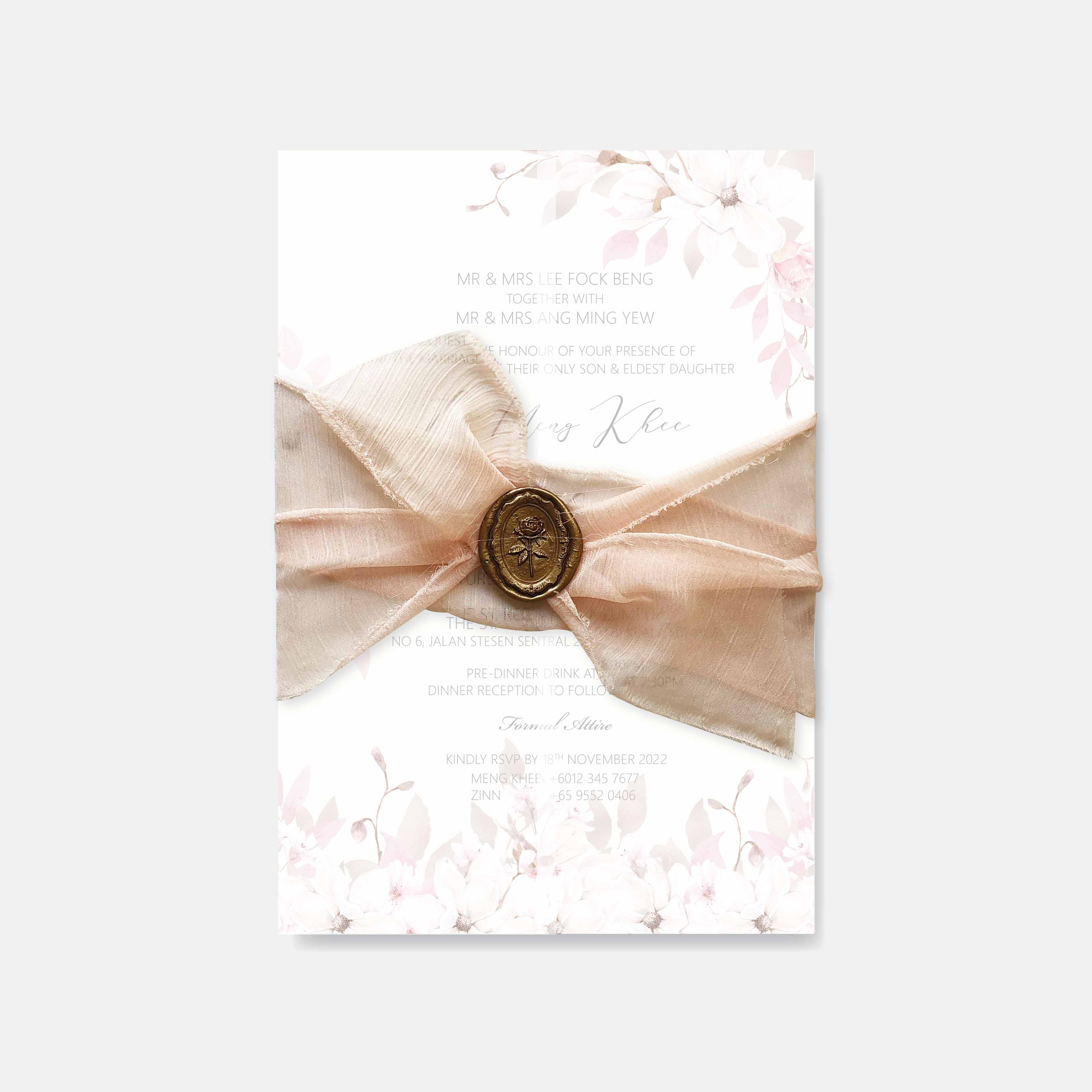 Chiffon Ribbon Wedding Invitation