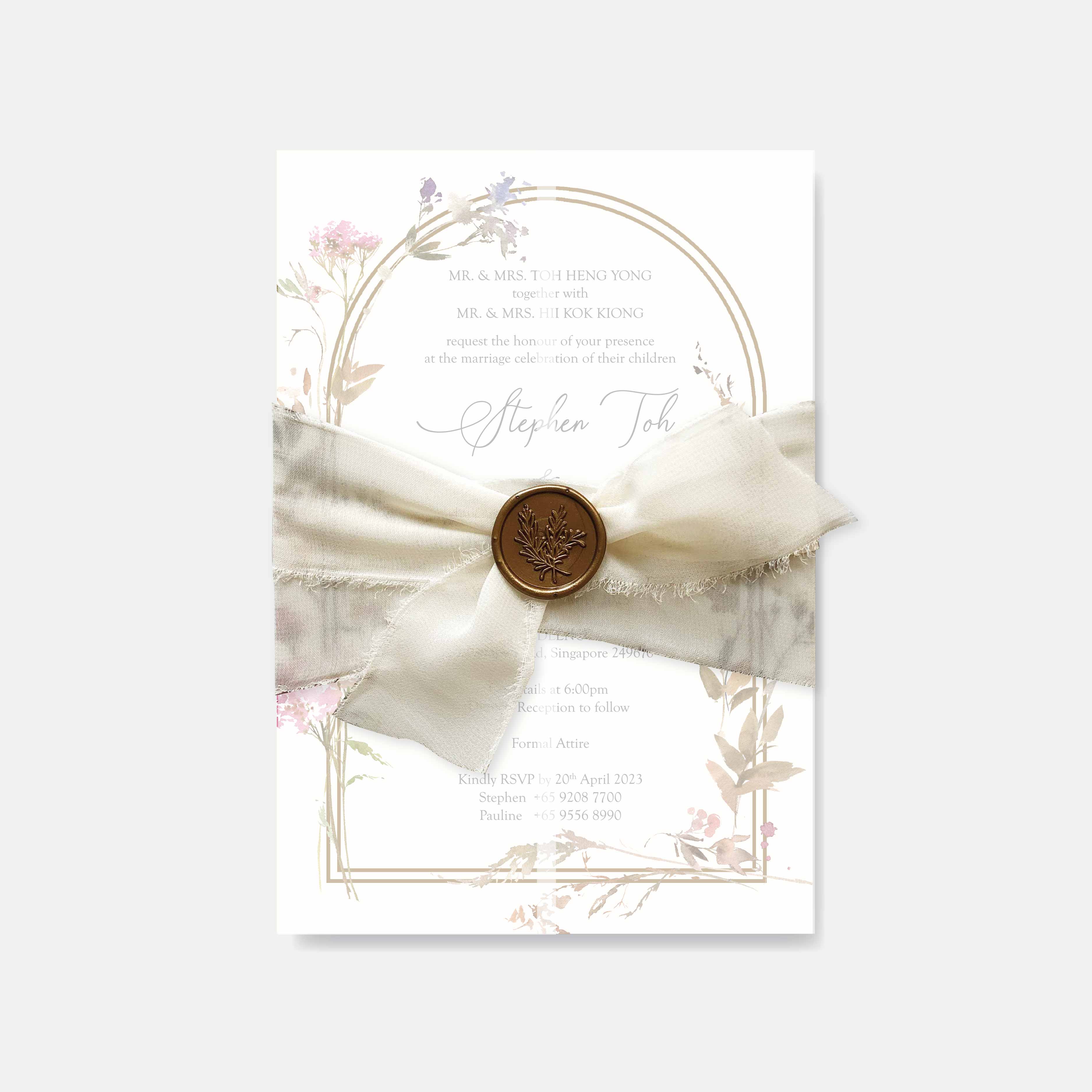 Chiffon Ribbon Wedding Invitation