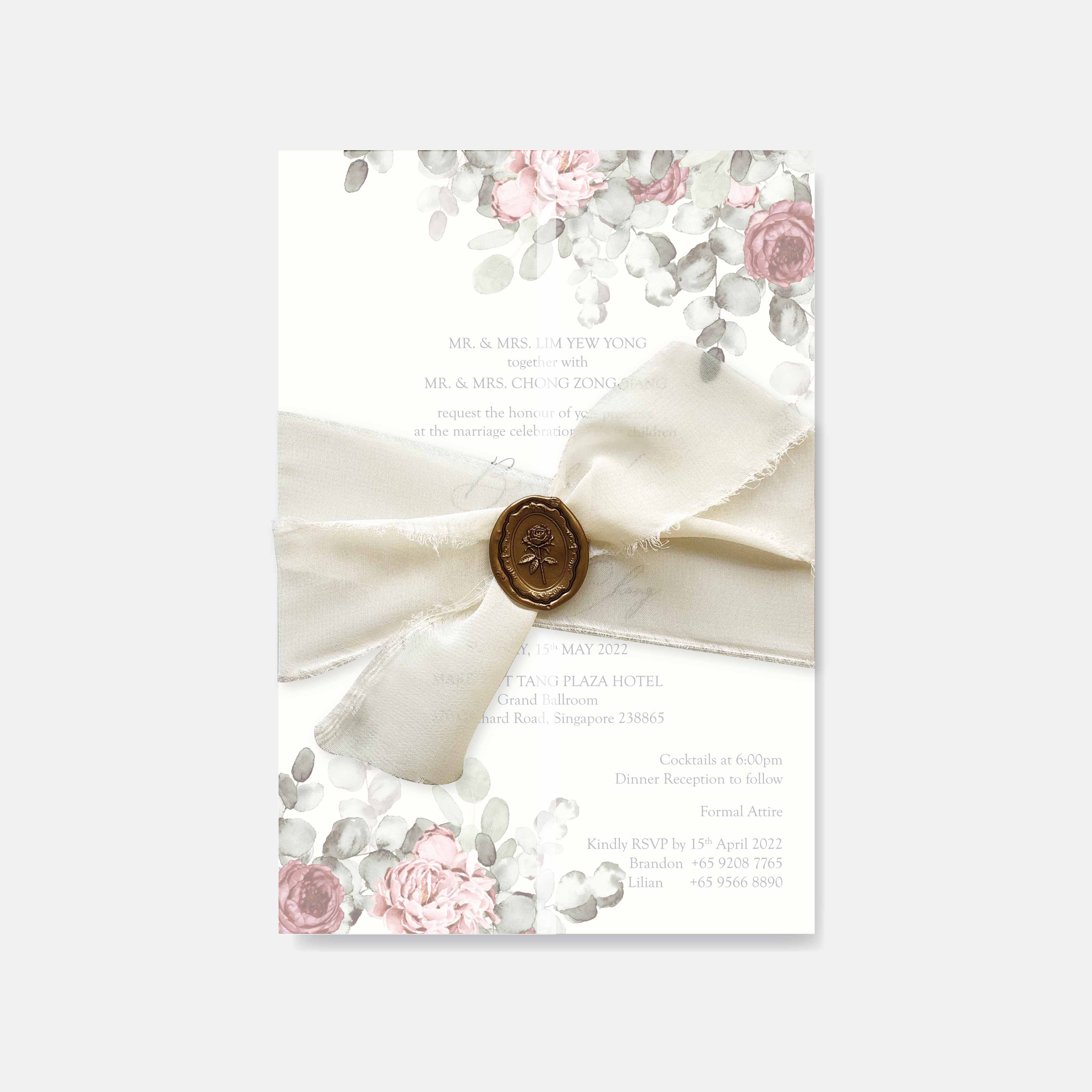 Chiffon Ribbon Wedding Invitation