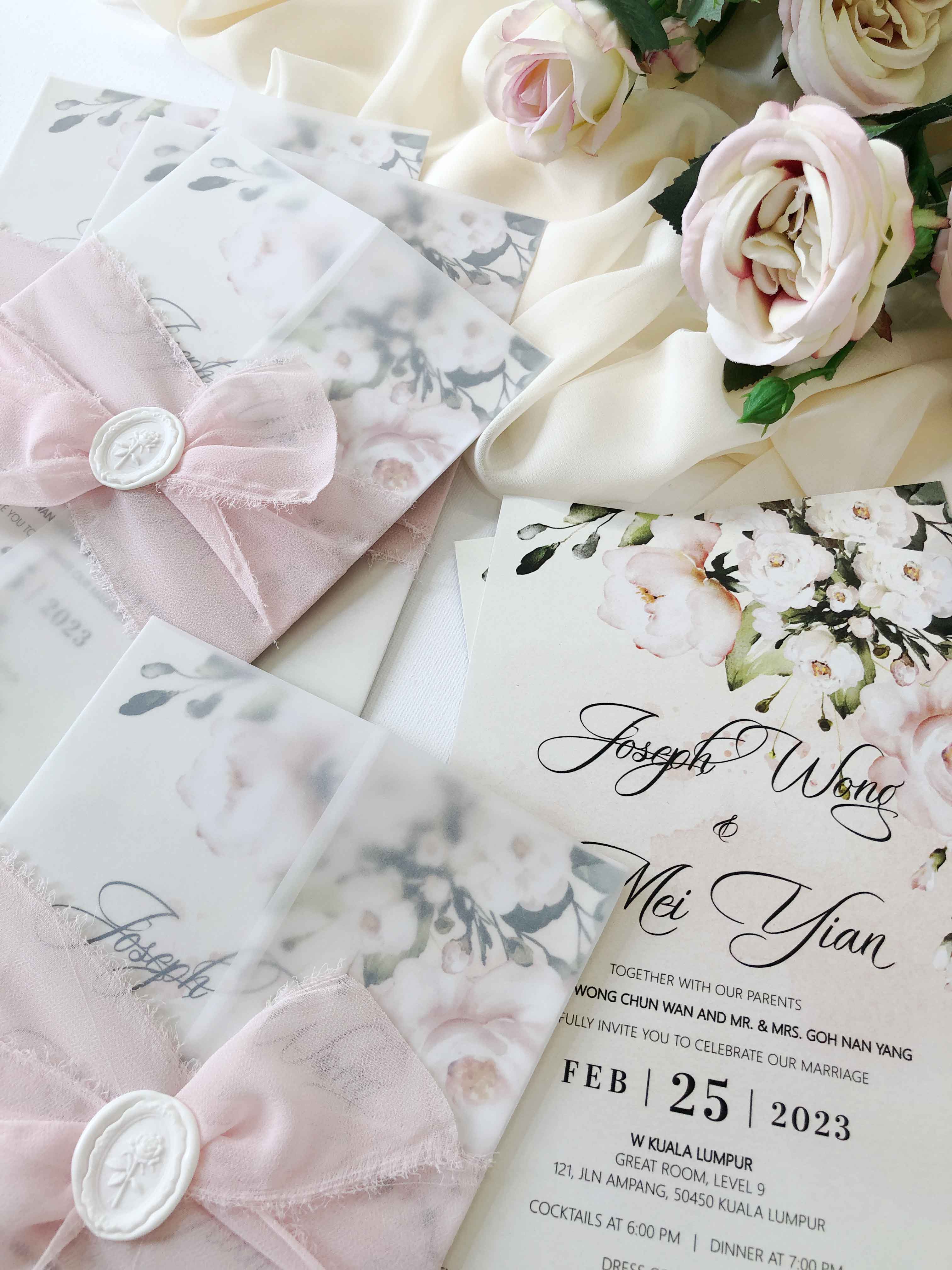 Chiffon Ribbon Wedding Invitation