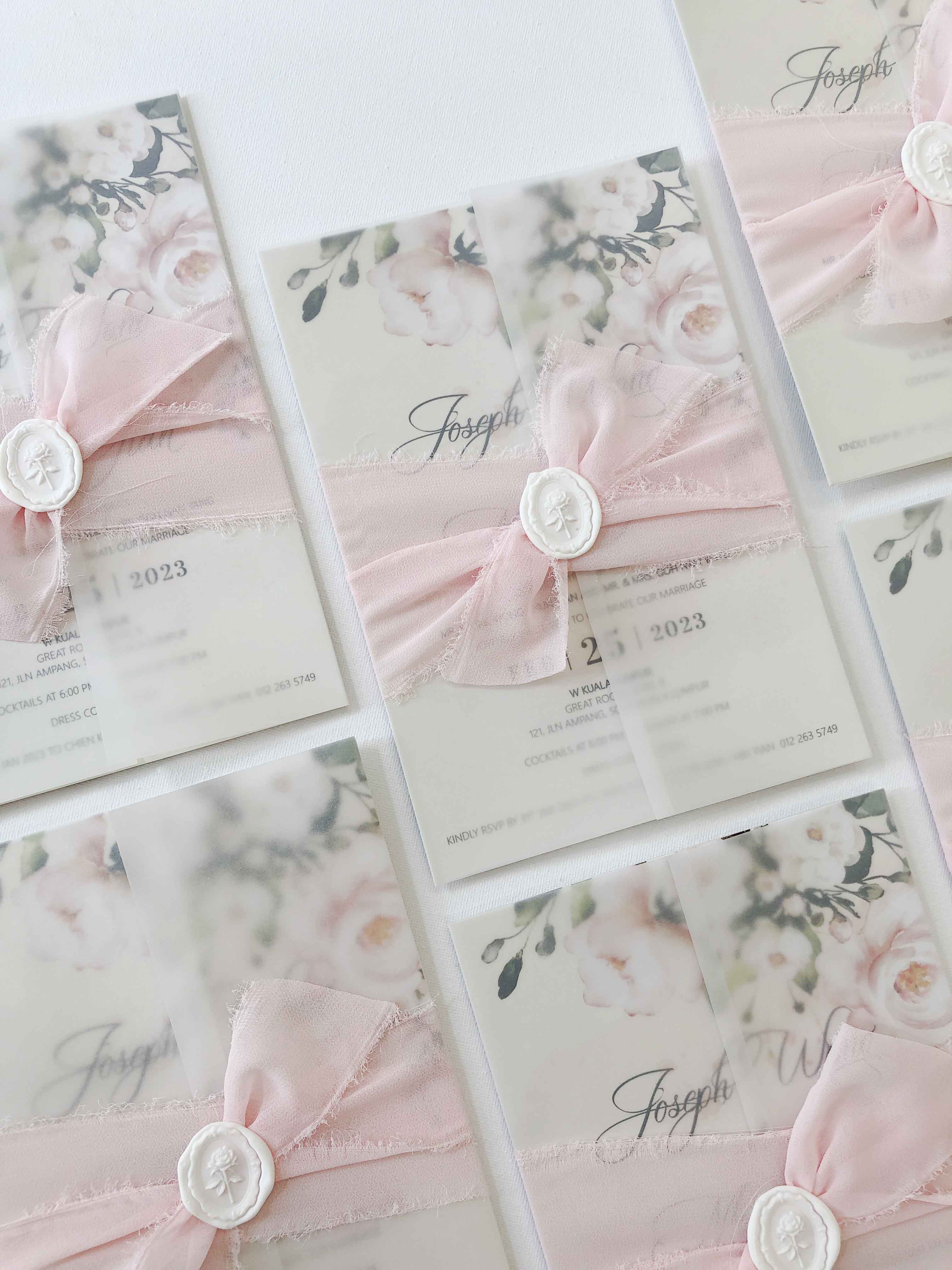 Chiffon Ribbon Wedding Invitation