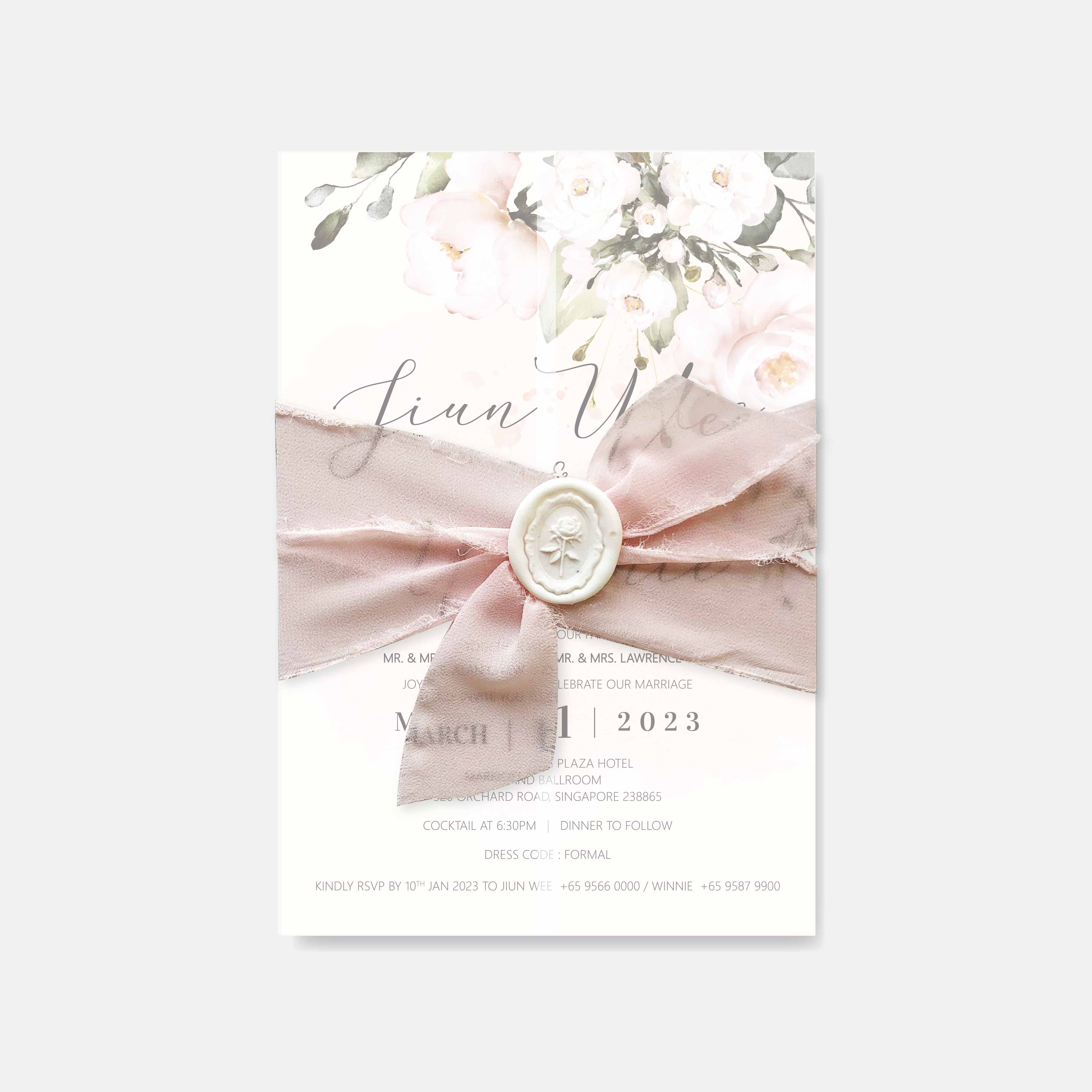 Chiffon Ribbon Wedding Invitation