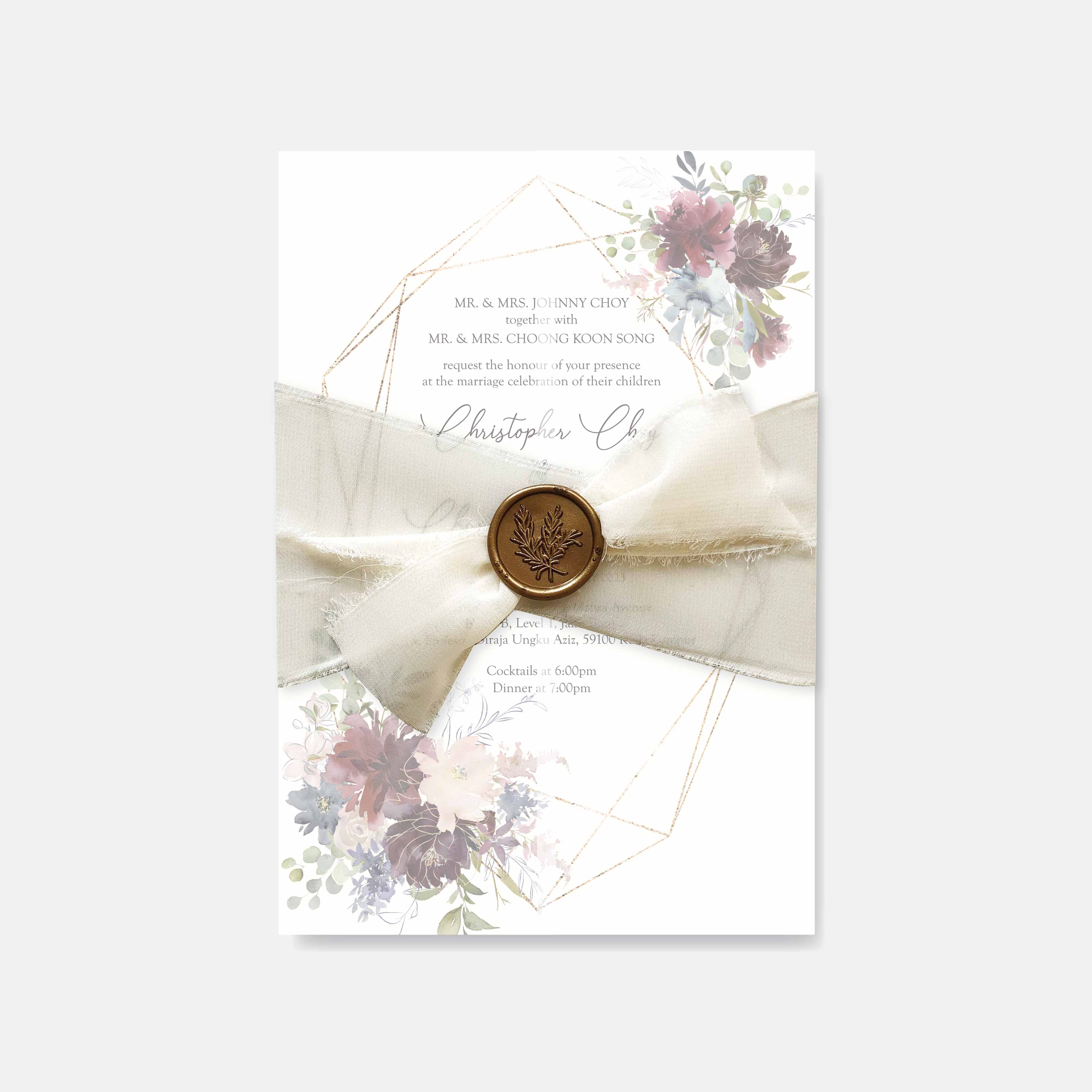 Chiffon Ribbon Wedding Invitation