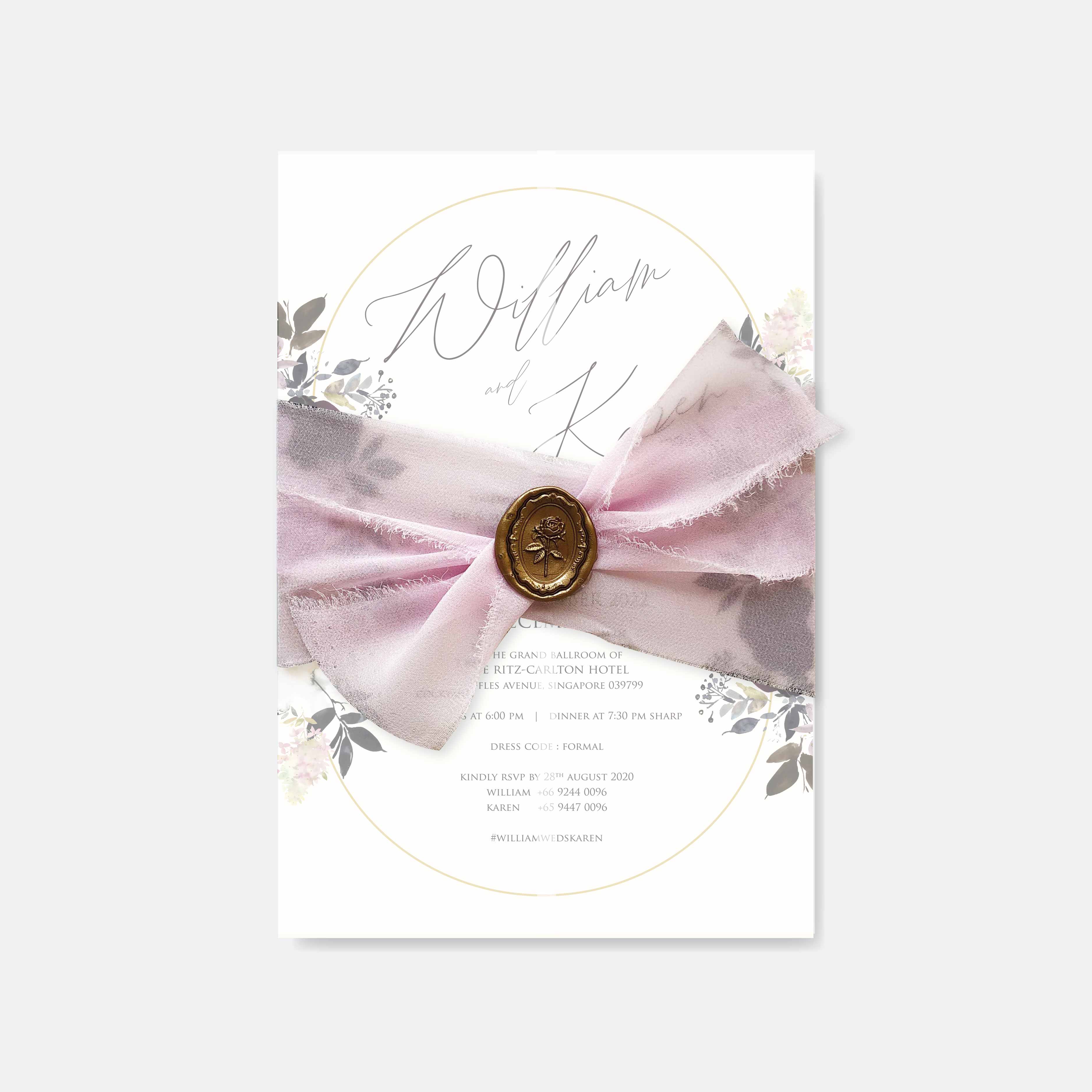 Chiffon Ribbon Wedding Invitation