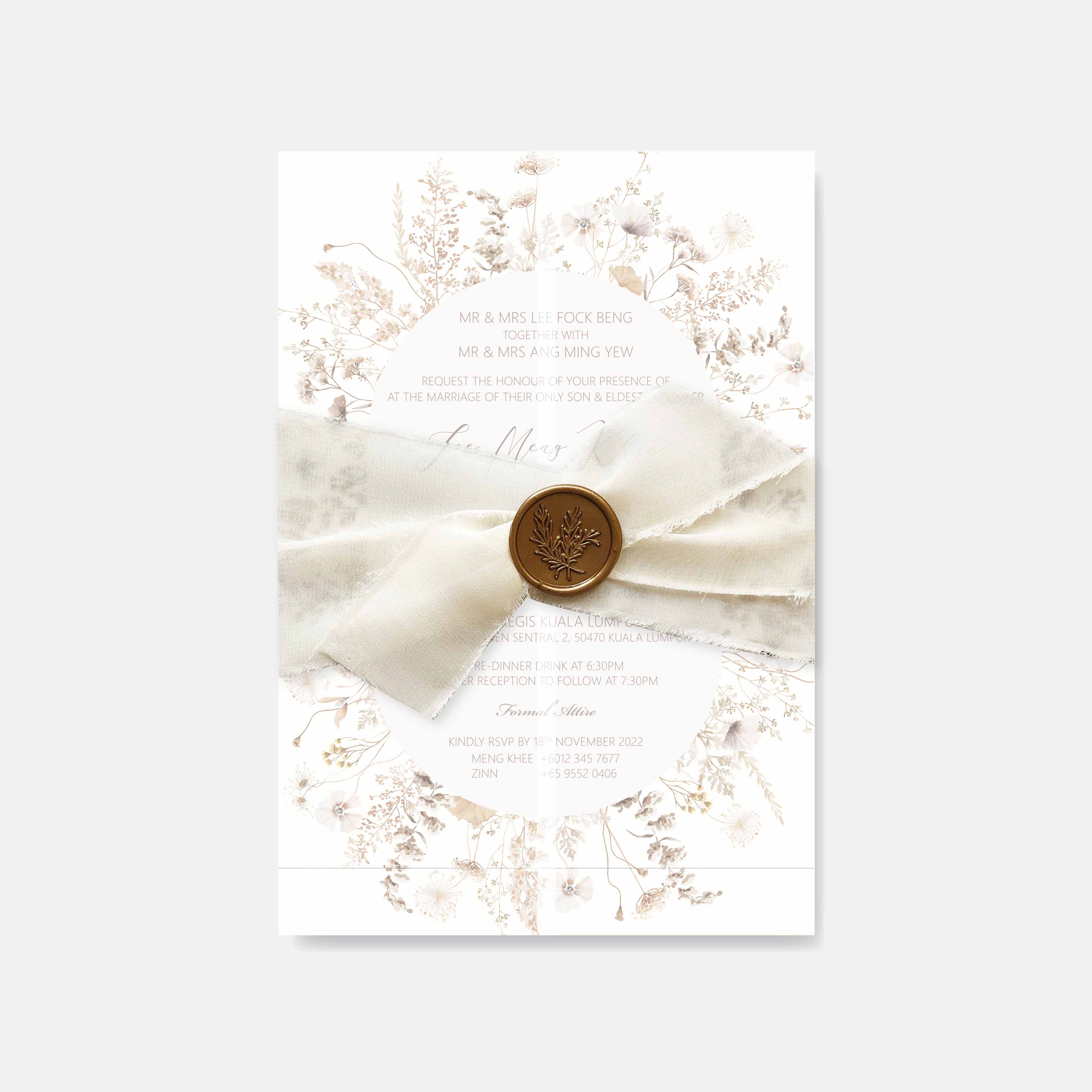 Chiffon Ribbon Wedding Invitation