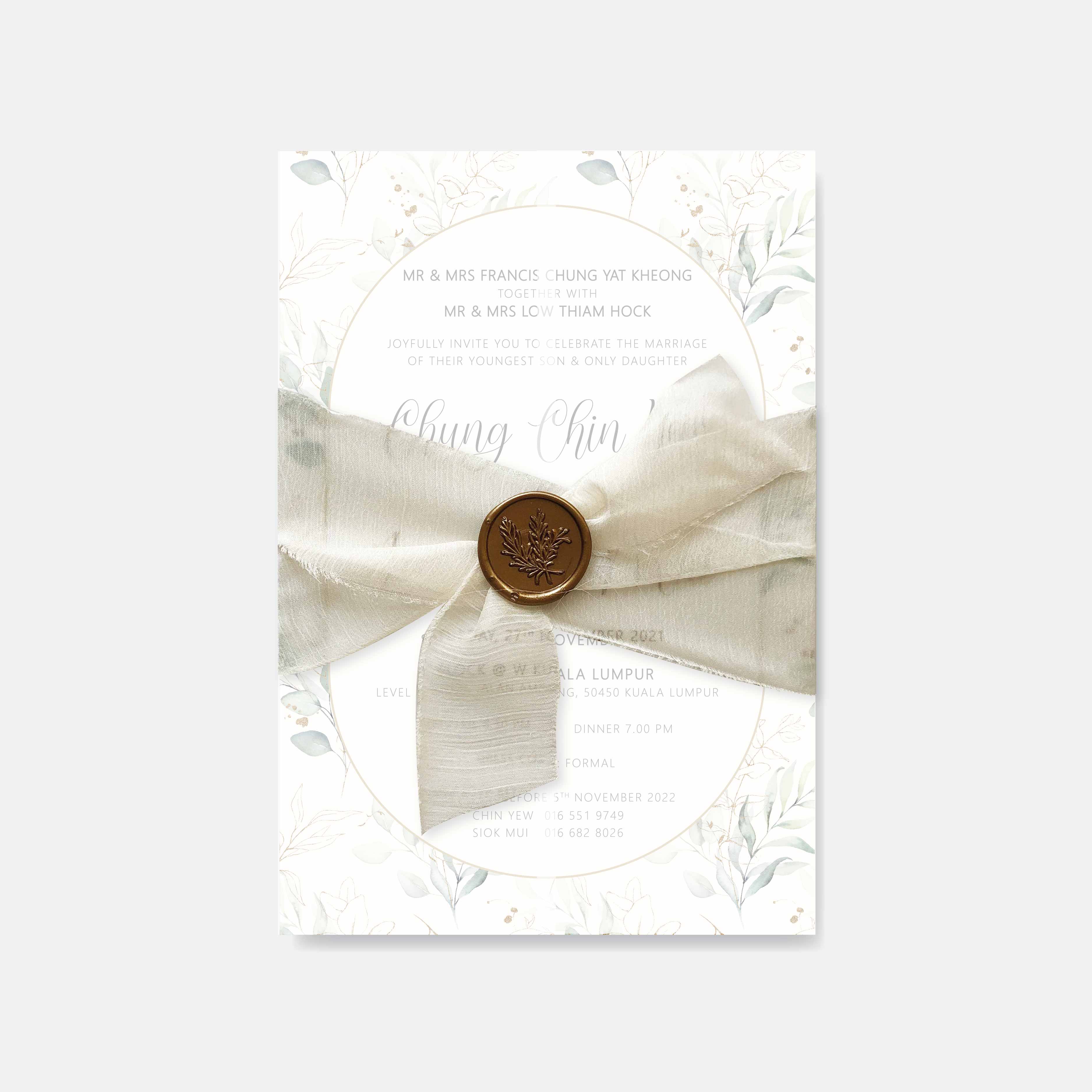 Chiffon Ribbon Wedding Invitation