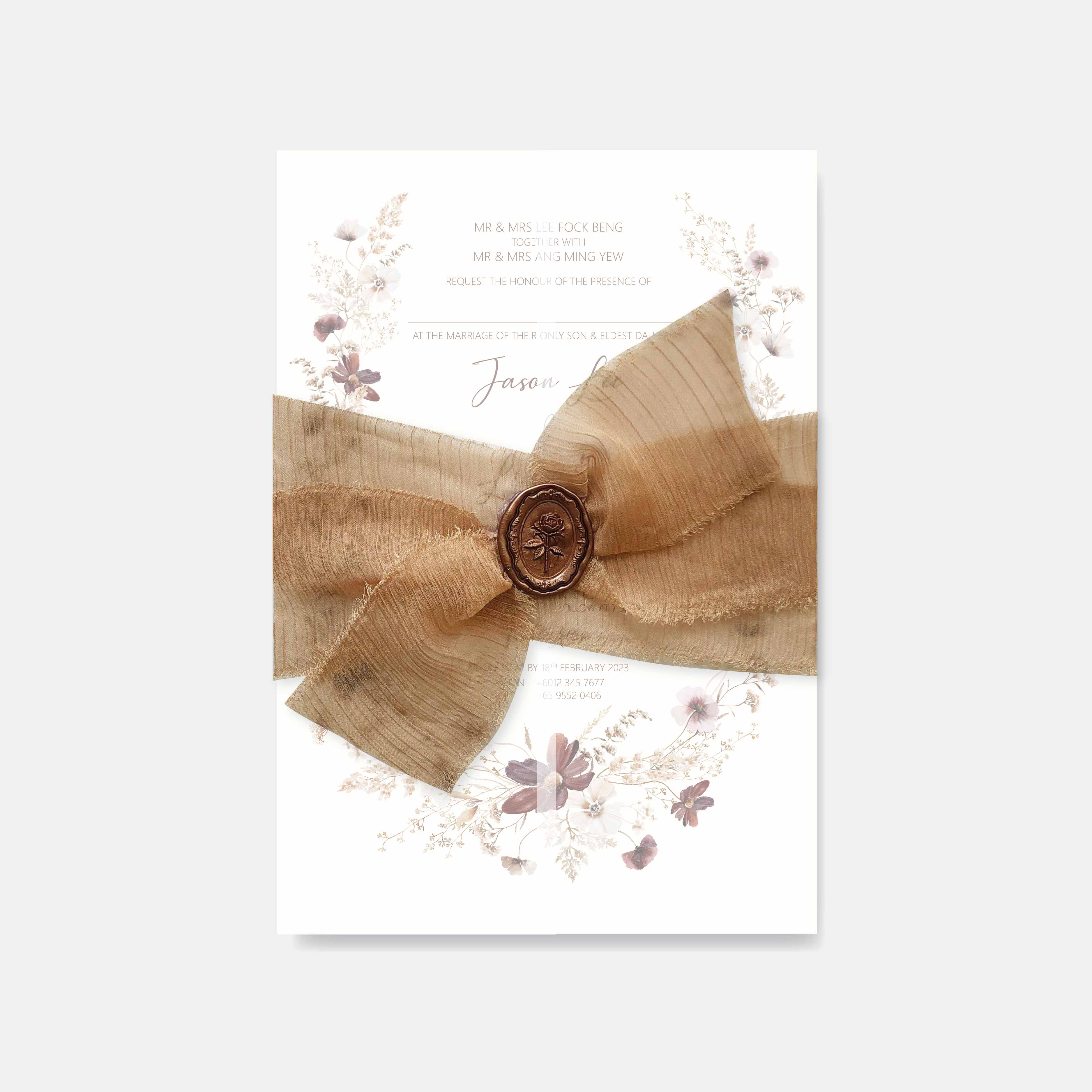 Chiffon Ribbon Wedding Invitation